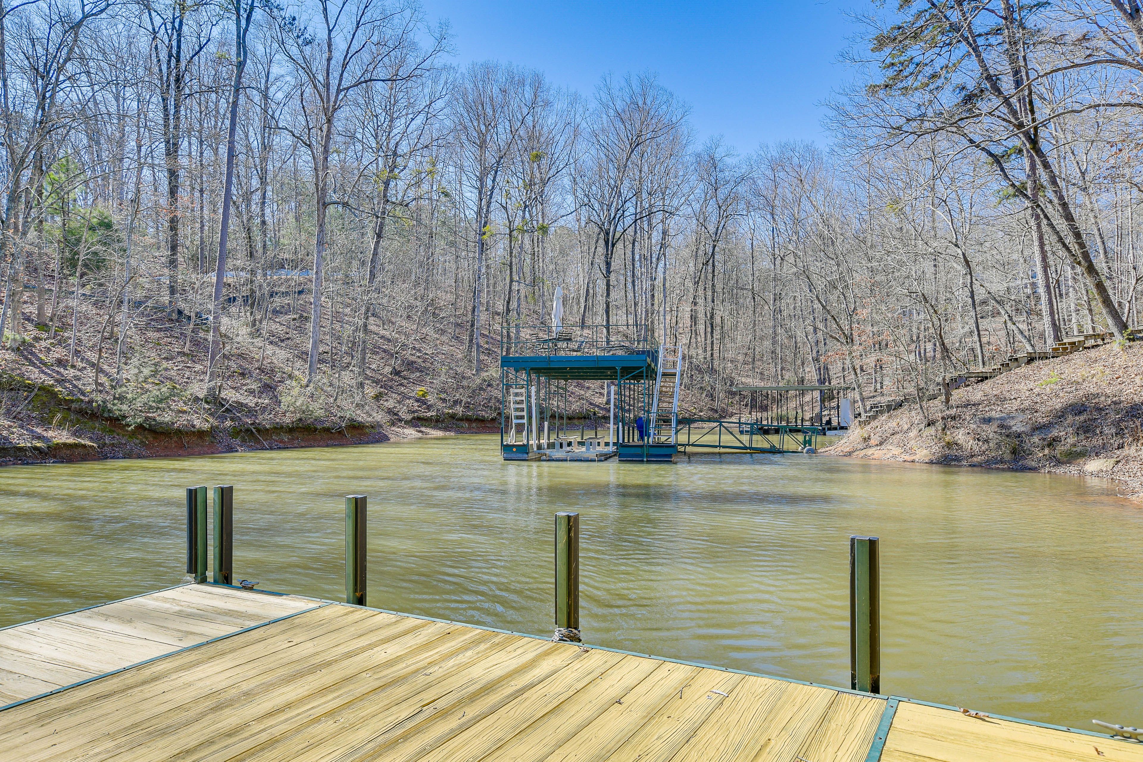 Private Dock | Tethered Swim Mat Provided