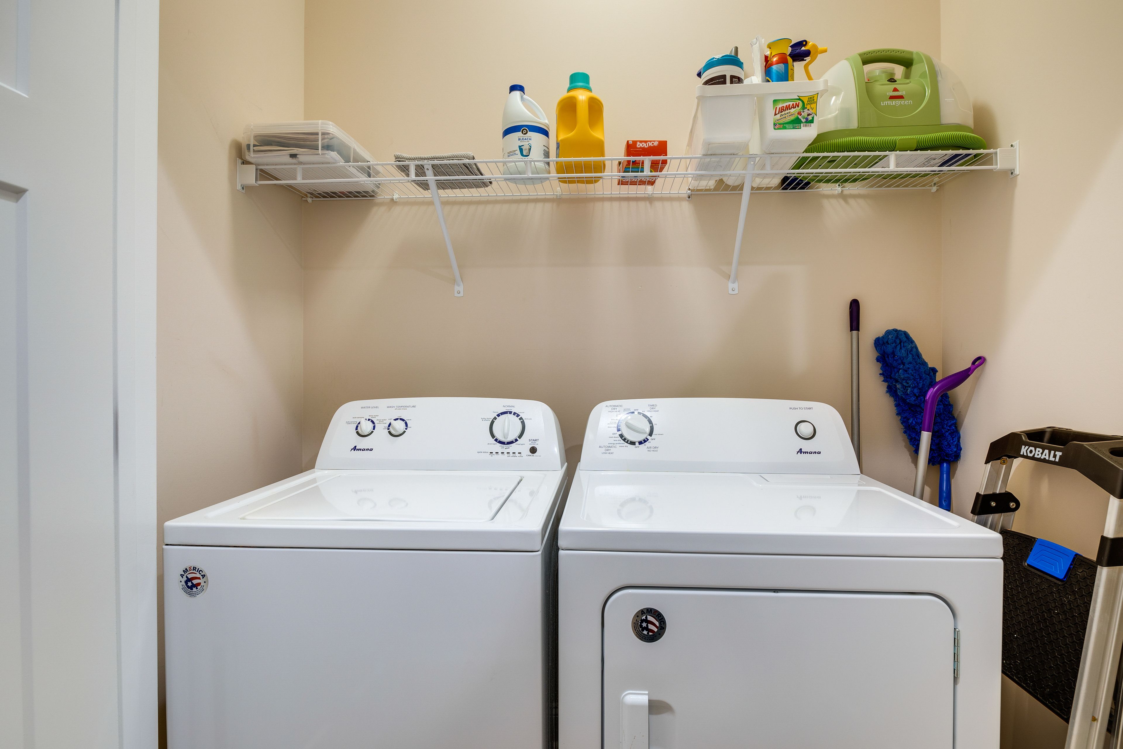 Laundry Area | Washer/Dryer | Hangers | Trash Bags/Paper Towels