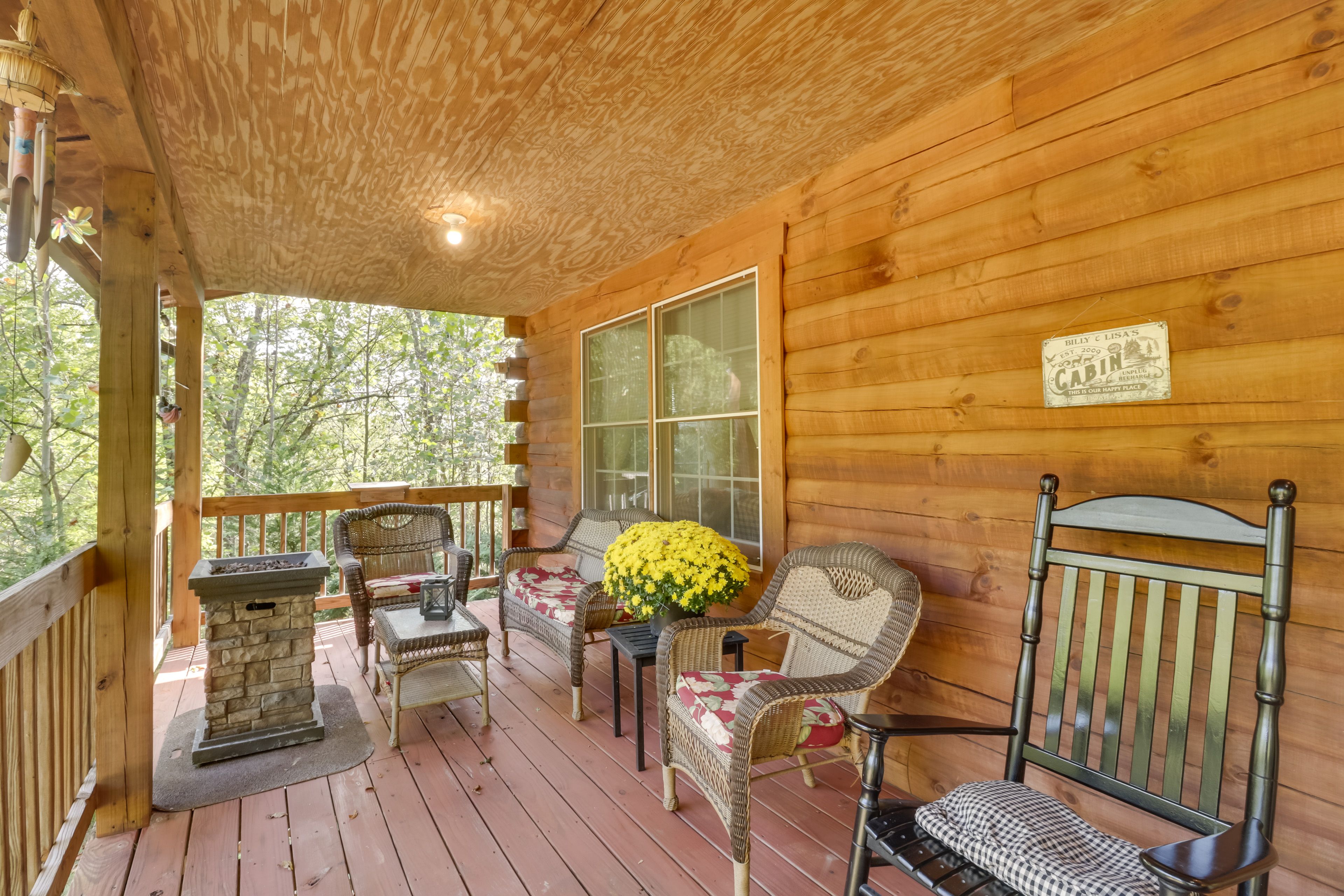 Covered Porch | Gas Fire Pit
