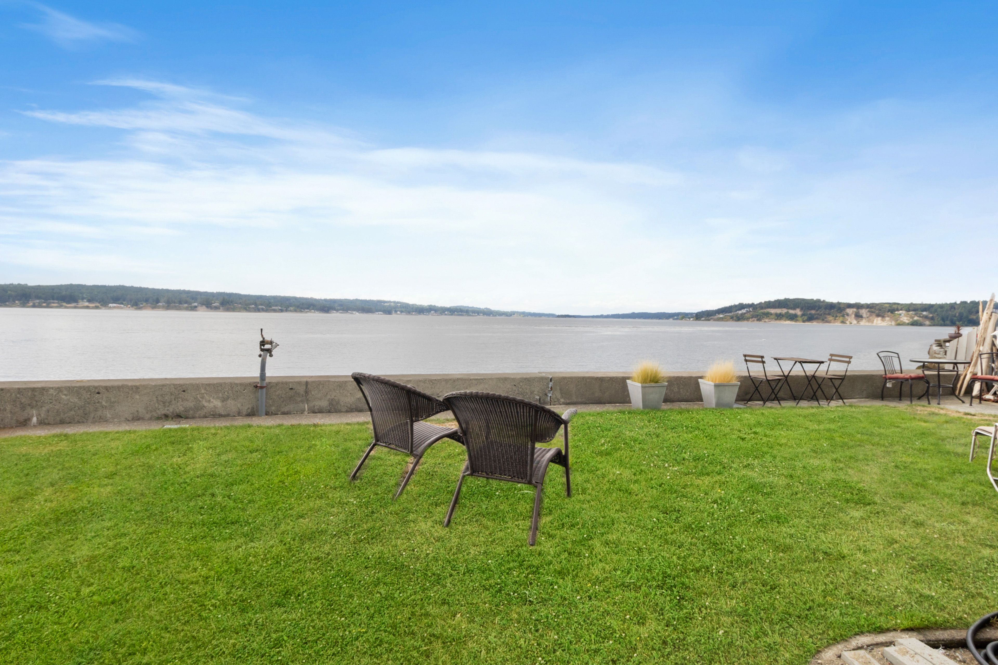 Waterfront Backyard | Puget Sound On-Site | Grill | Fire Pit