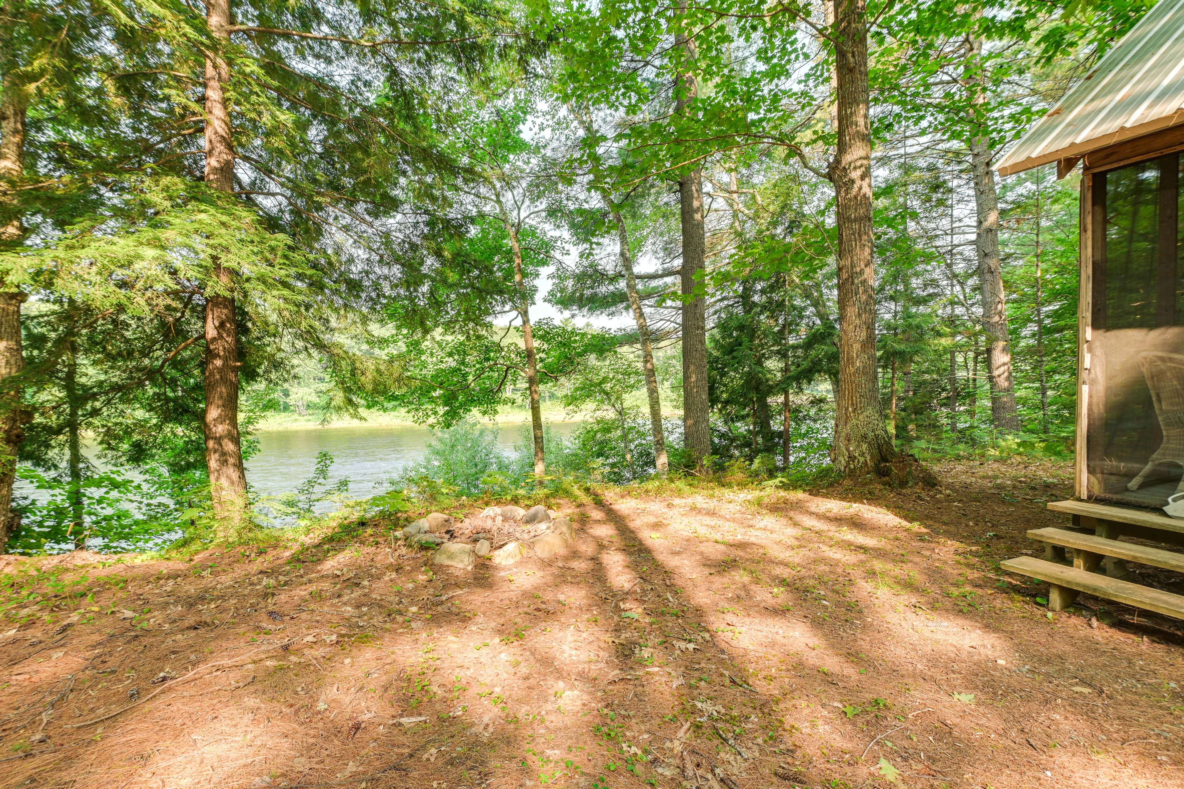 Studio Exterior | Wood-Burning Fire Pit | Private Yard | River Views & Access
