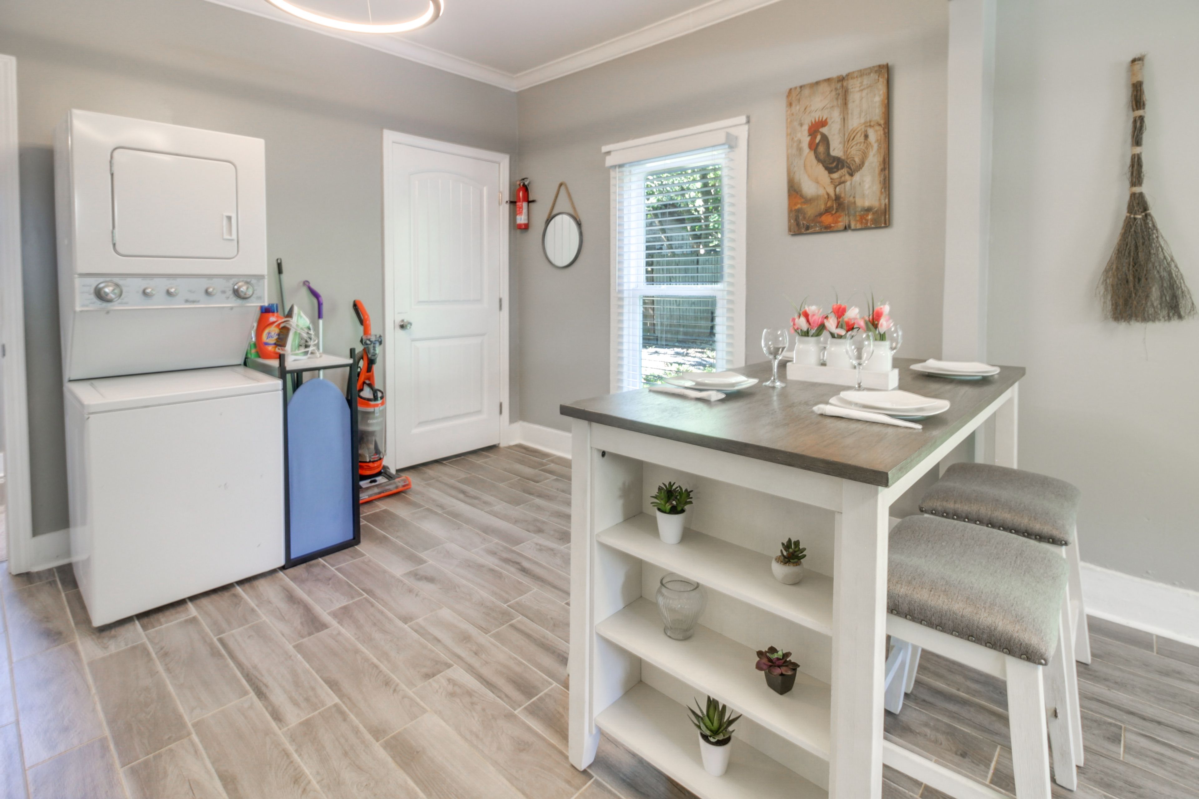 Dining Area | Fully Equipped Kitchen | In-Unit Laundry