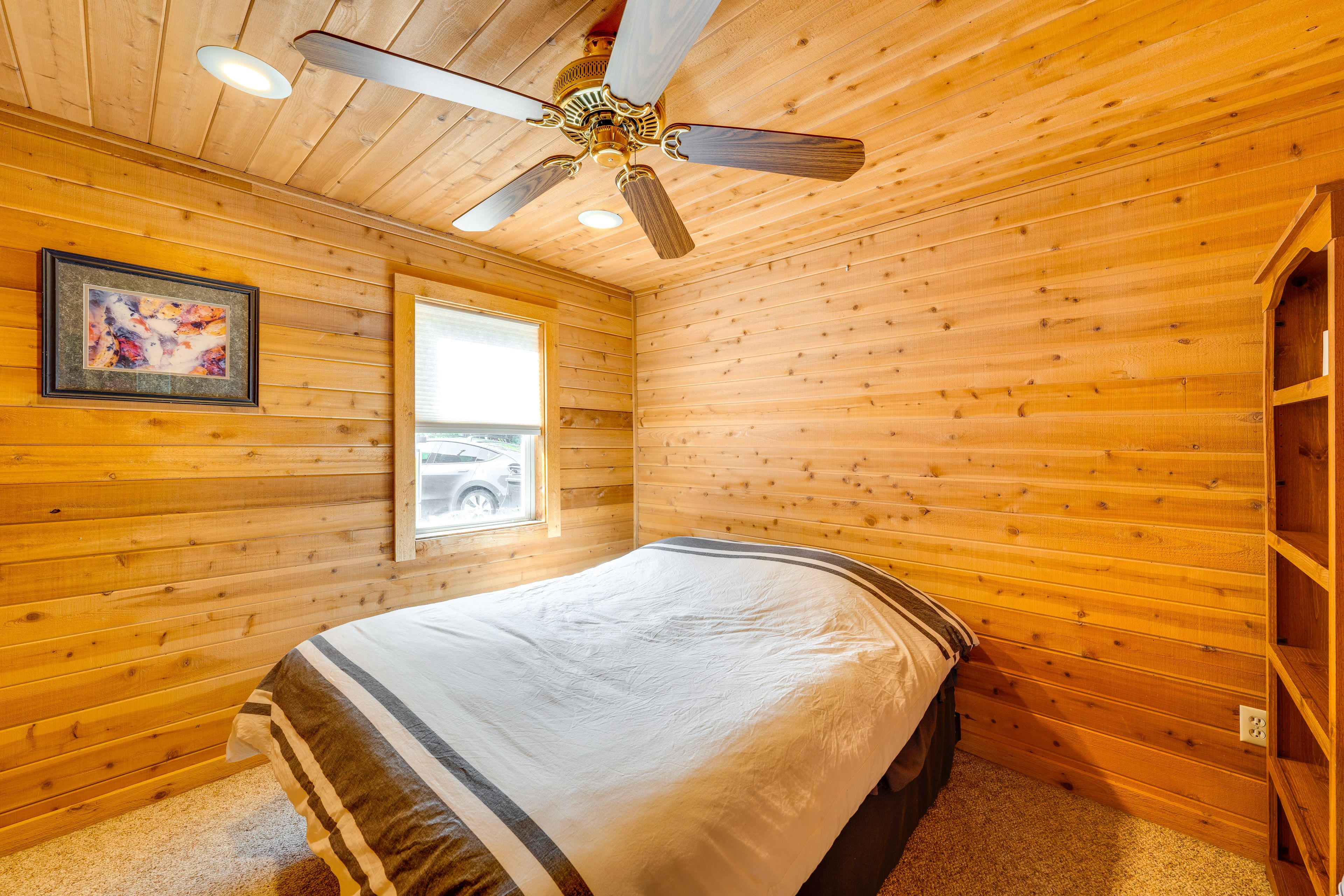 Bedroom 1 | Queen Bed | Linens Provided | Ceiling Fans