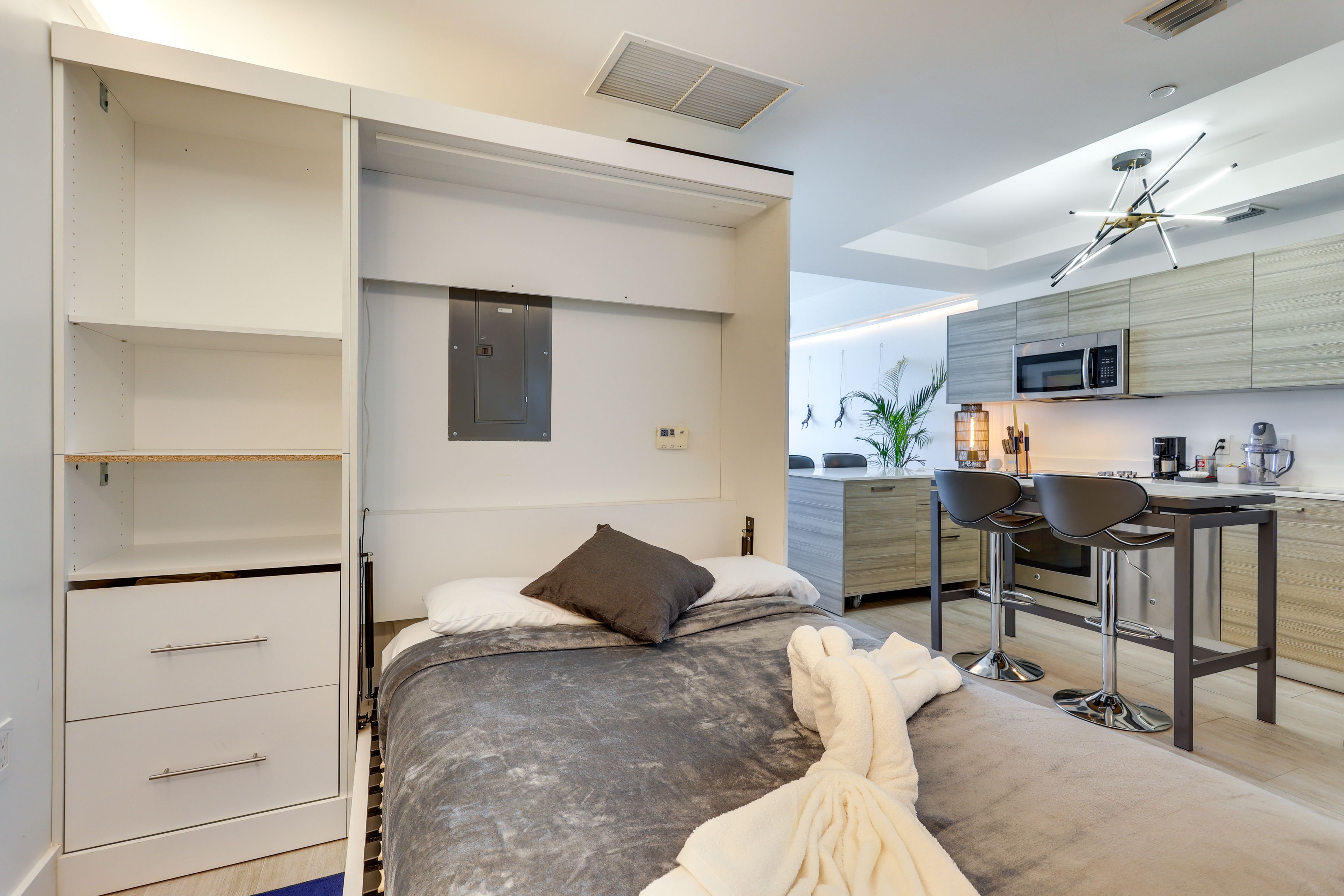Den | Full Murphy Bed | Laptop-Friendly Workspace
