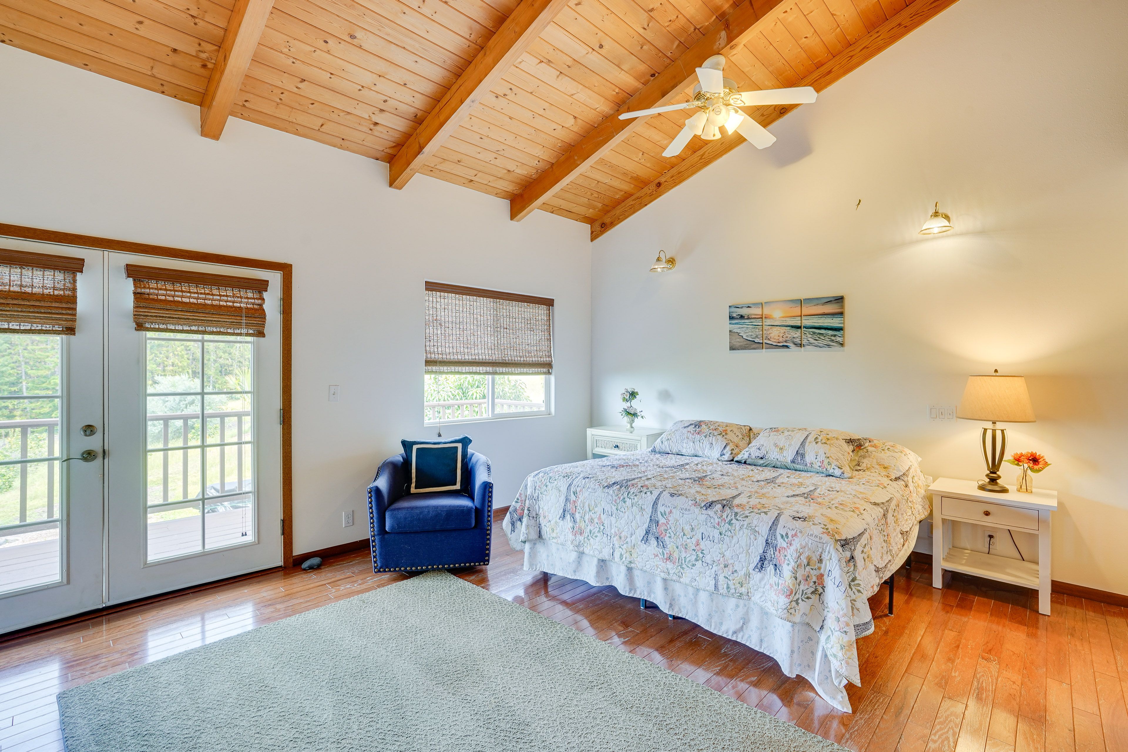 Bedroom 1 | King Bed | Linens Provided | Deck Access | En-Suite Bathroom