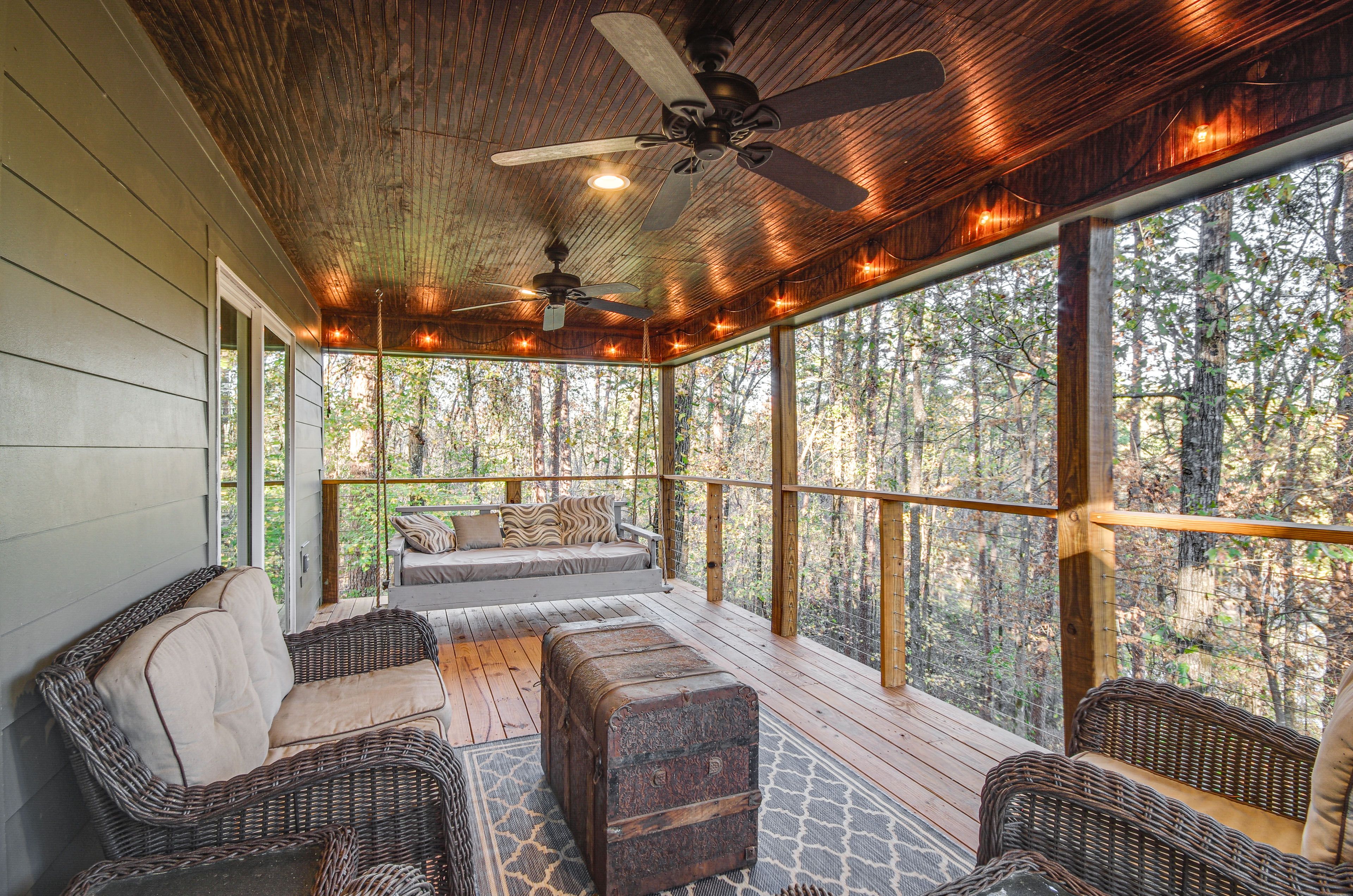 Private Deck | Ceiling Fans | String Lights | Lake Views