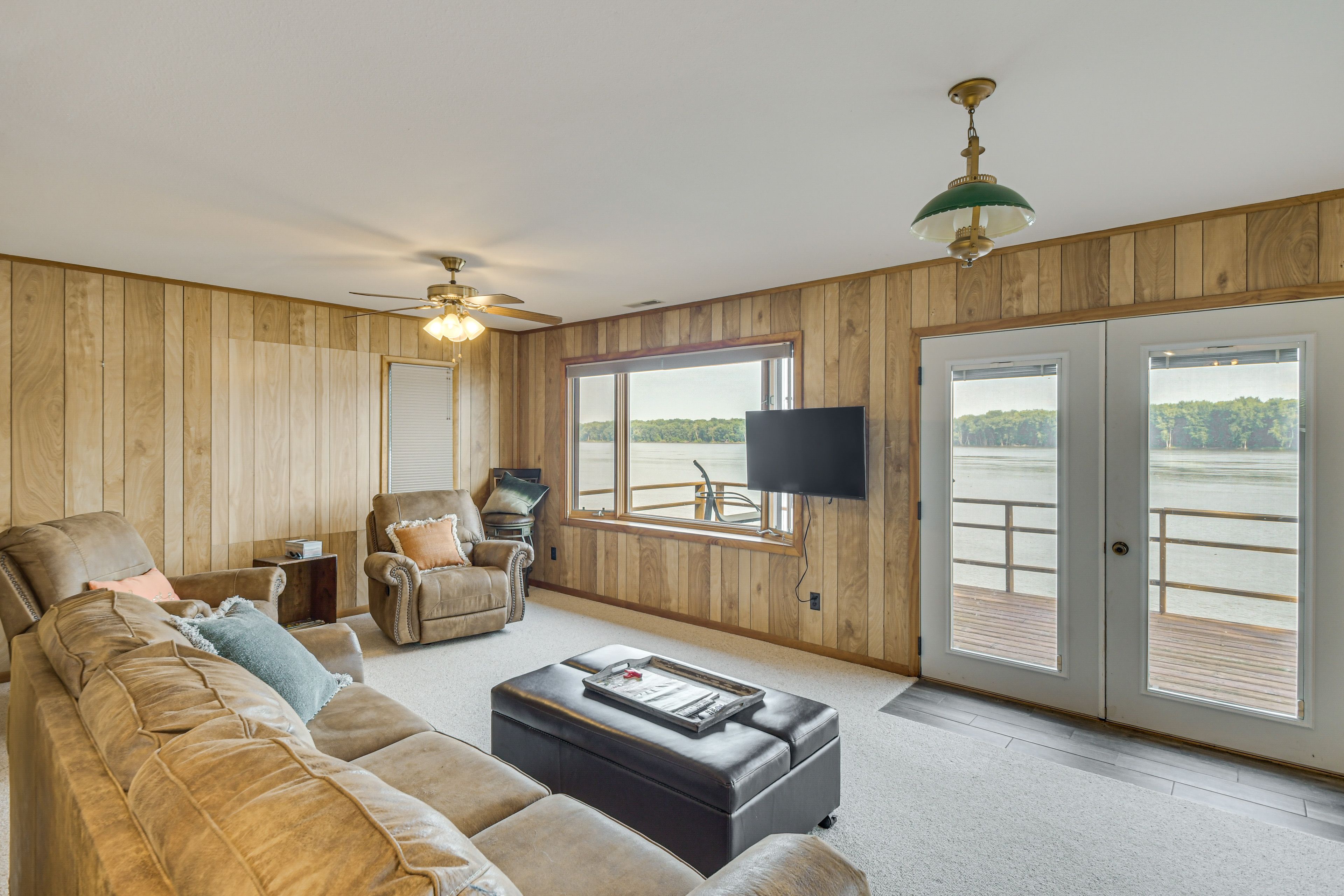 Living Room | Sweeping River Views | Central A/C & Heating