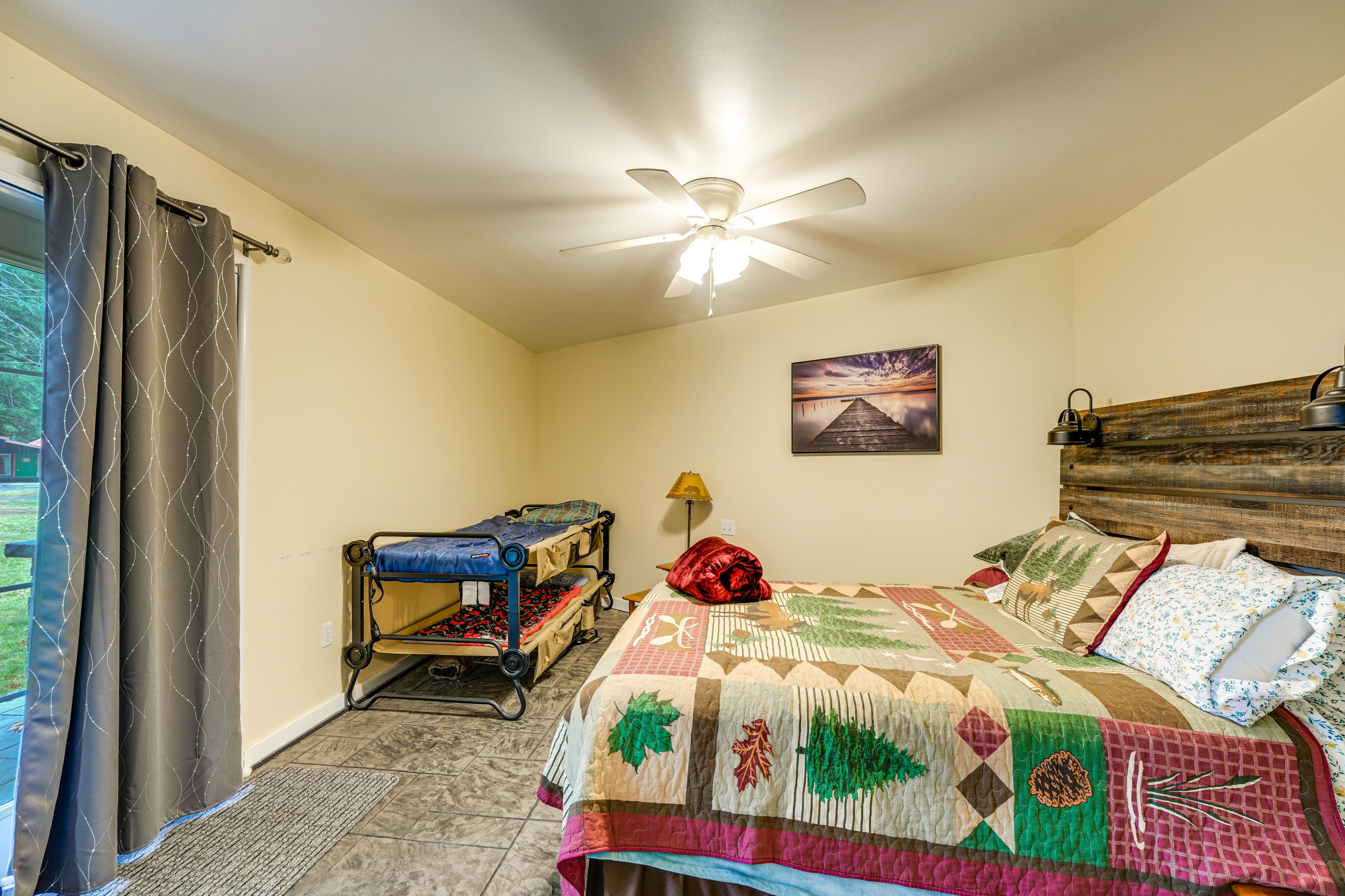 Bedroom | Queen Bed | Twin Bunk Cot | 1st Floor