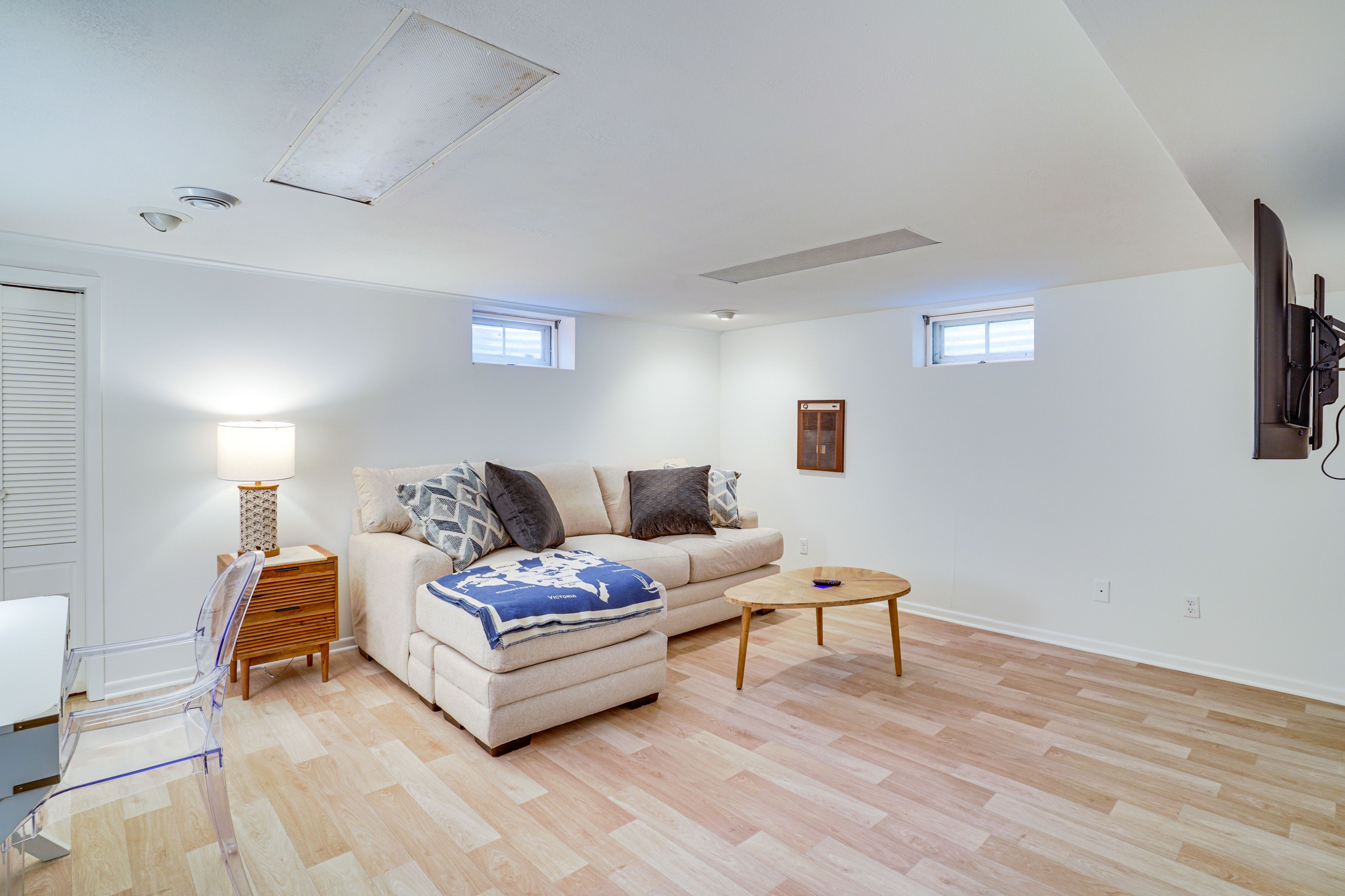 Den | Smart TV | Laptop-Friendly Workspace | Lower Level
