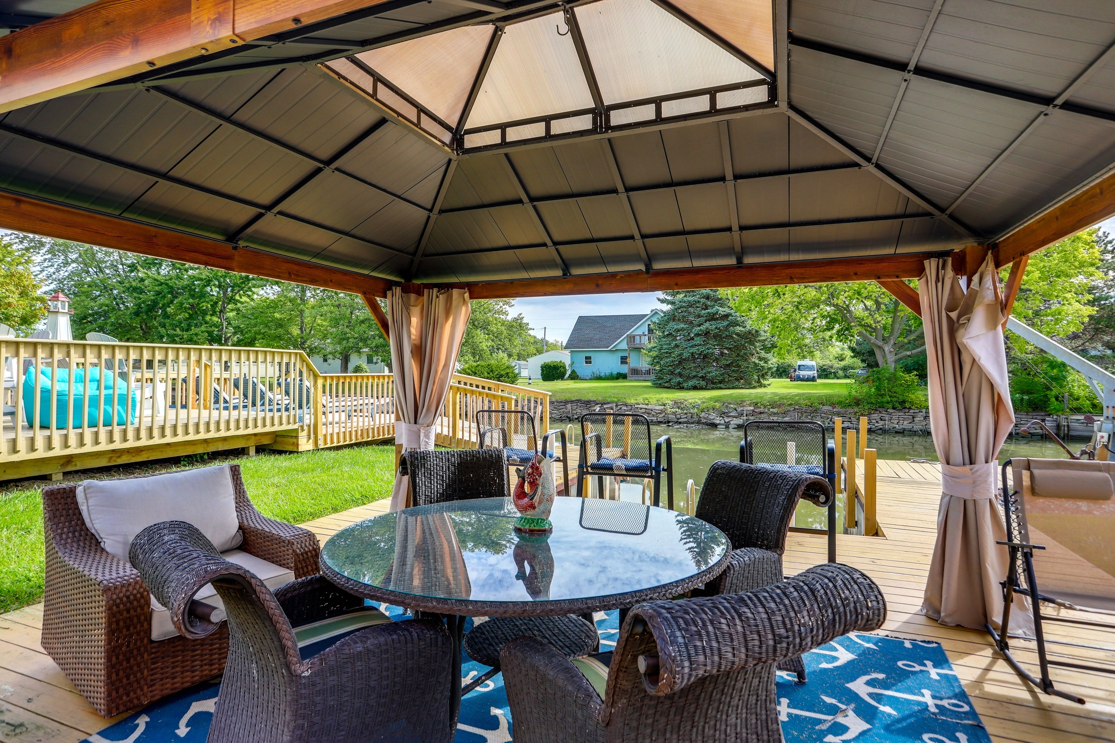 Gazebo & Private Dock | Additional Outdoor Dining Space