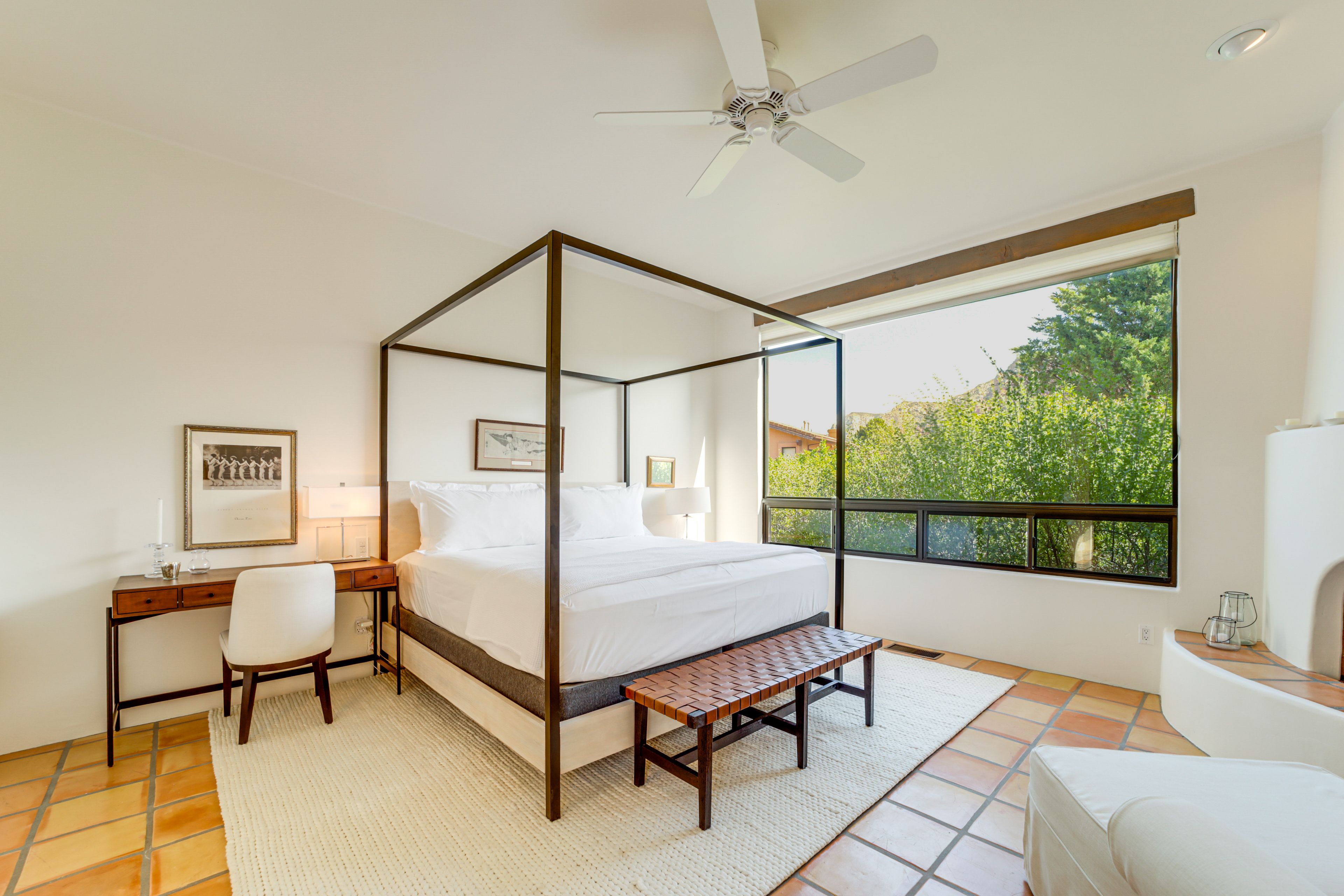 Bedroom 1 | King Bed | En-Suite Bathroom | Linens Provided | Kiva Fireplace