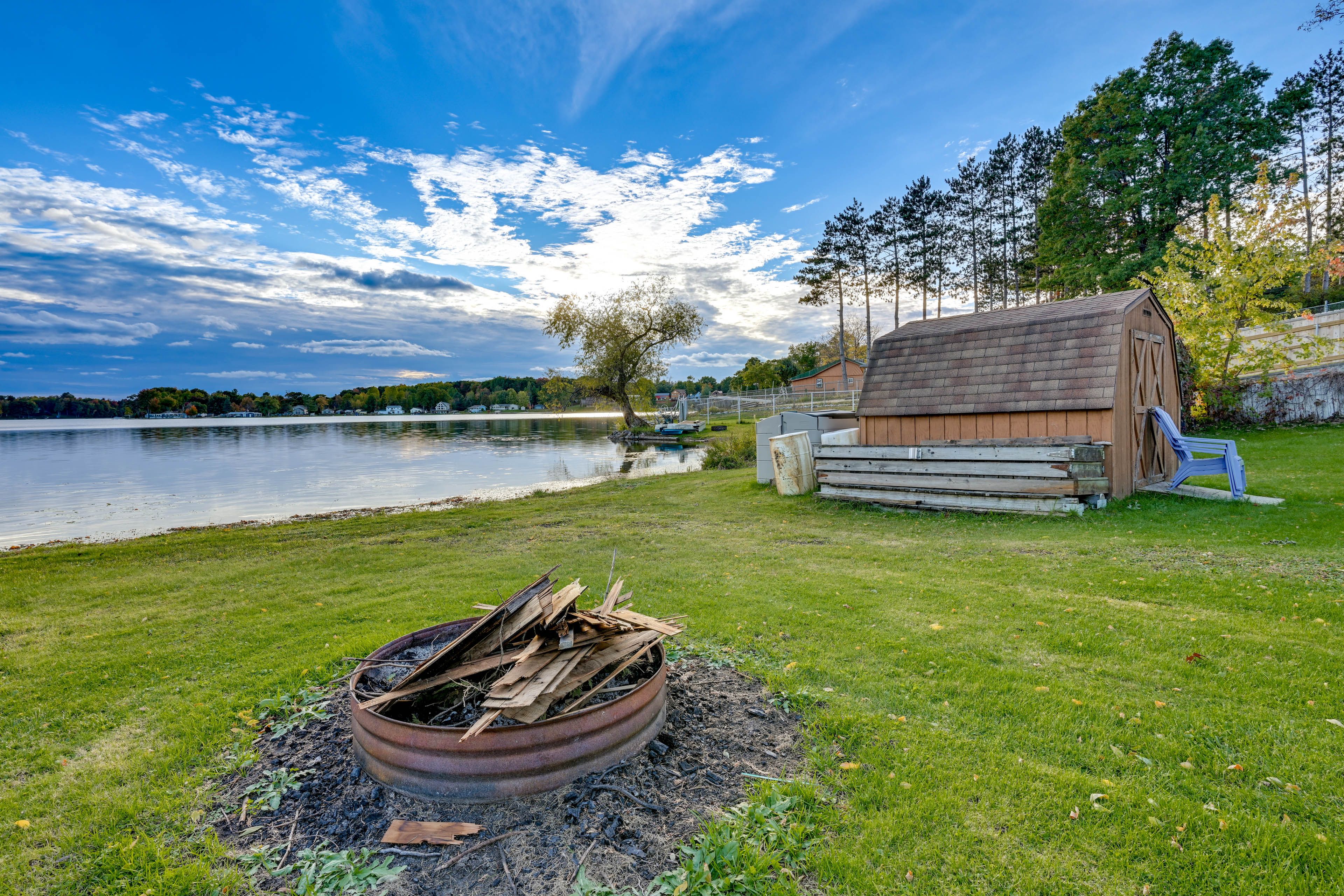 Exterior | Lakefront Fire Pit | Spacious Yard