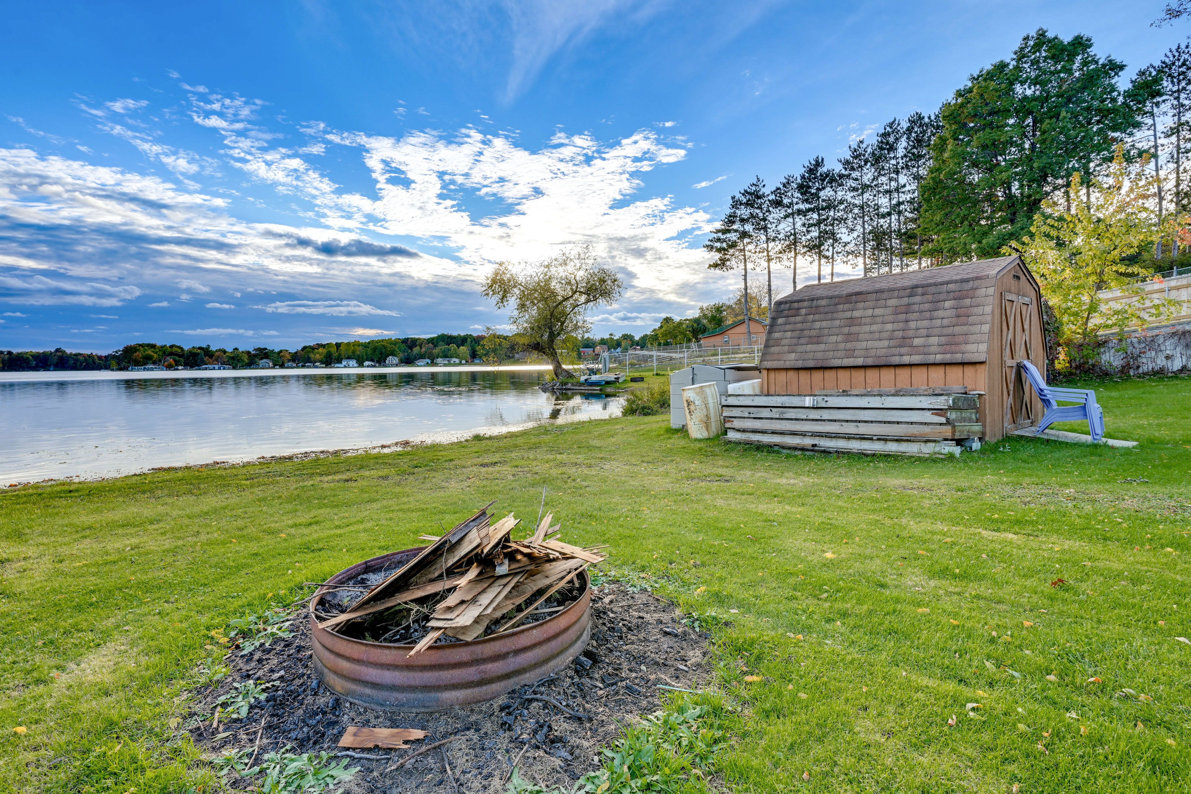 Exterior | Lakefront Fire Pit | Spacious Yard