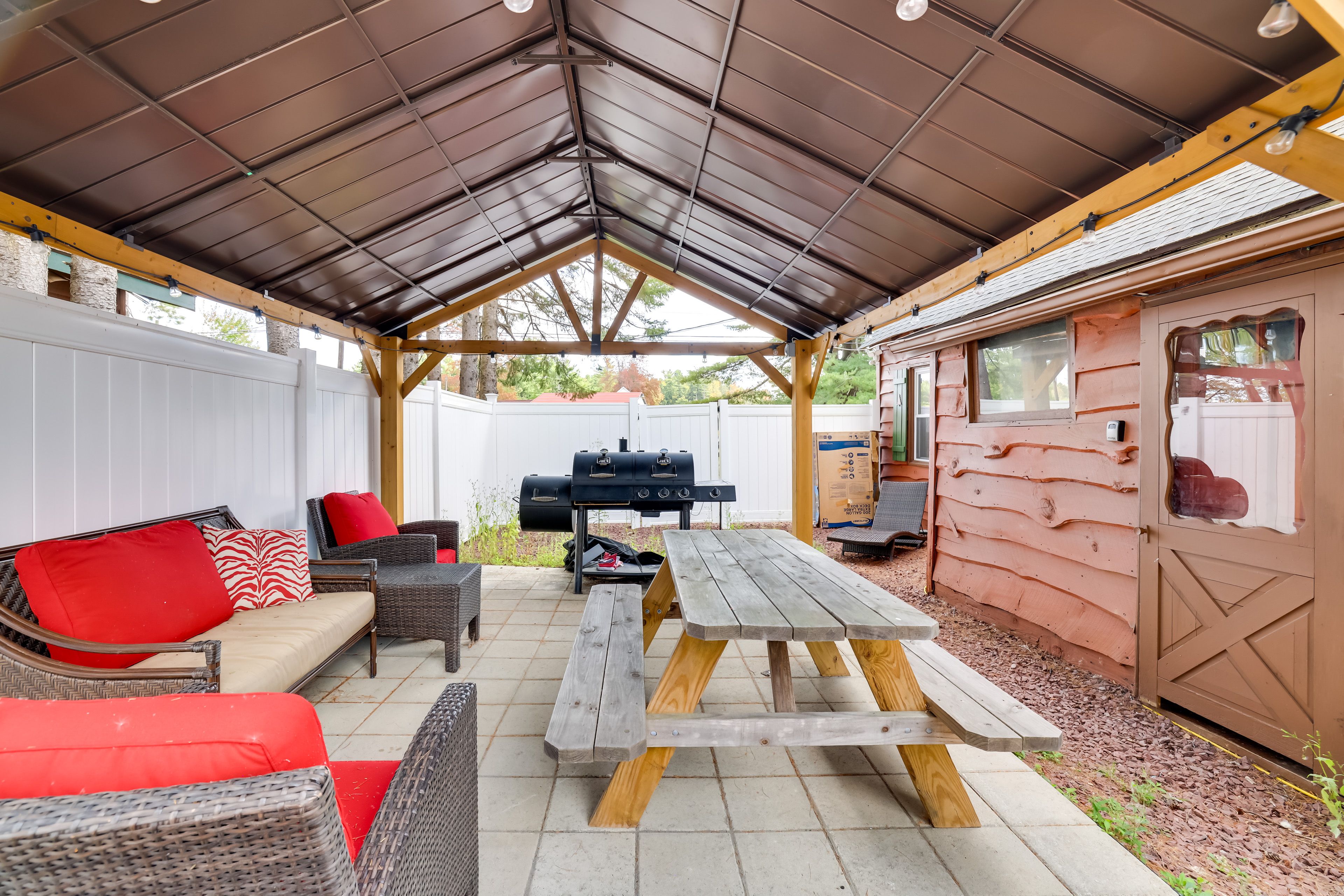 Covered Patio | Outdoor Dining Area | Gas Grill | Fenced-In Yard