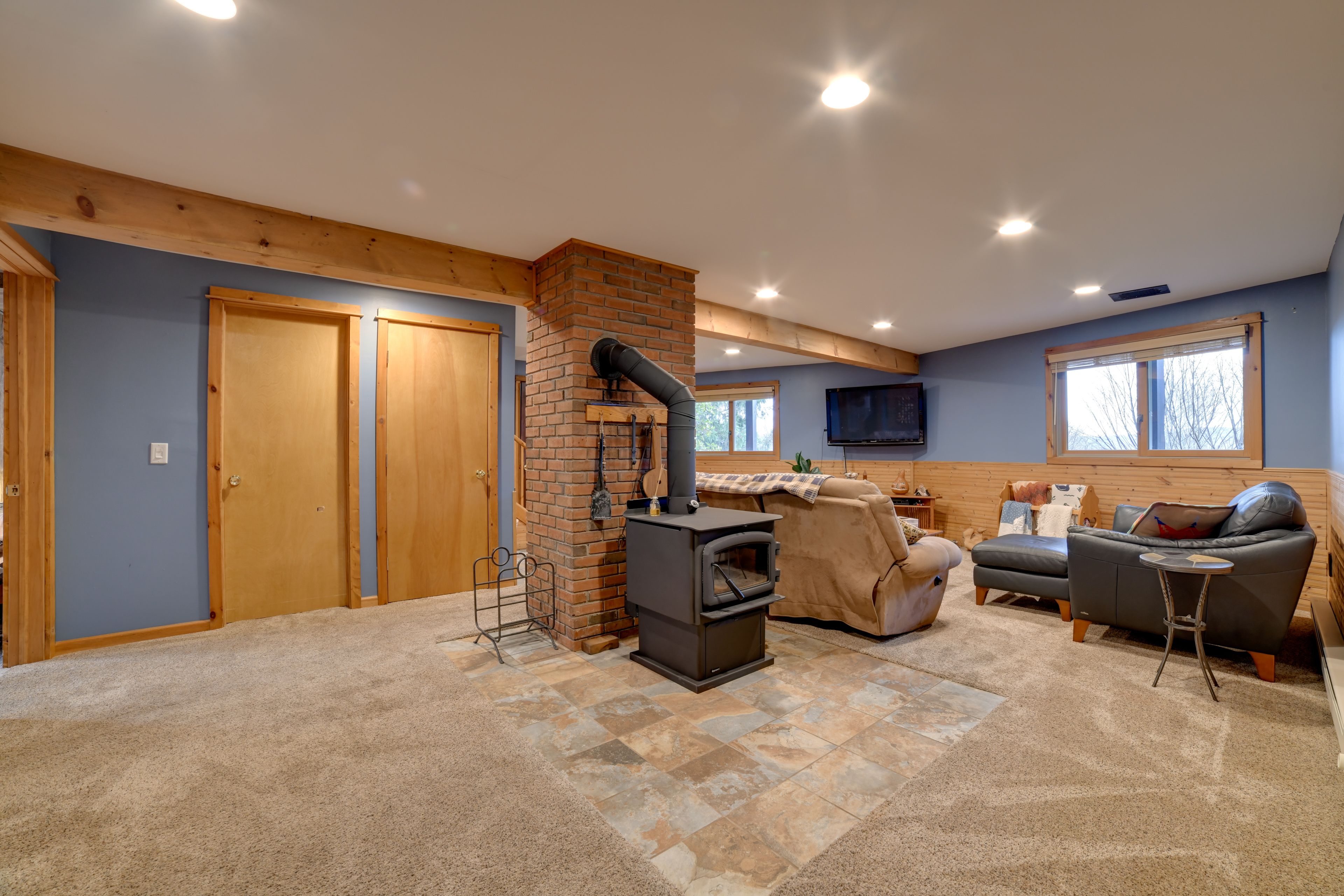 Basement Living Room | Wood-Burning Stove (Do Not Use)