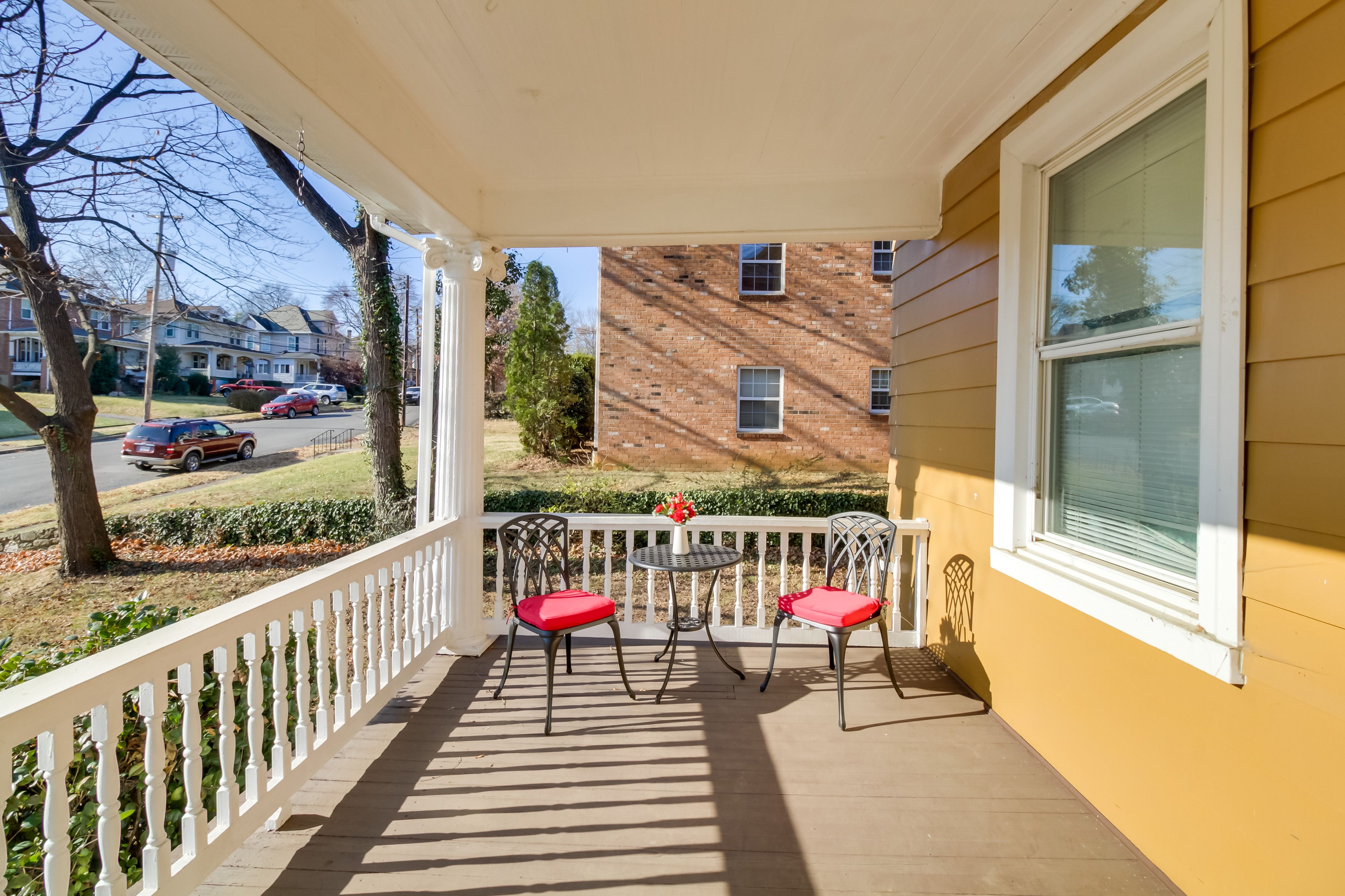 Front Porch | Outdoor Seating | 1 Exterior Security Camera (Facing Out)