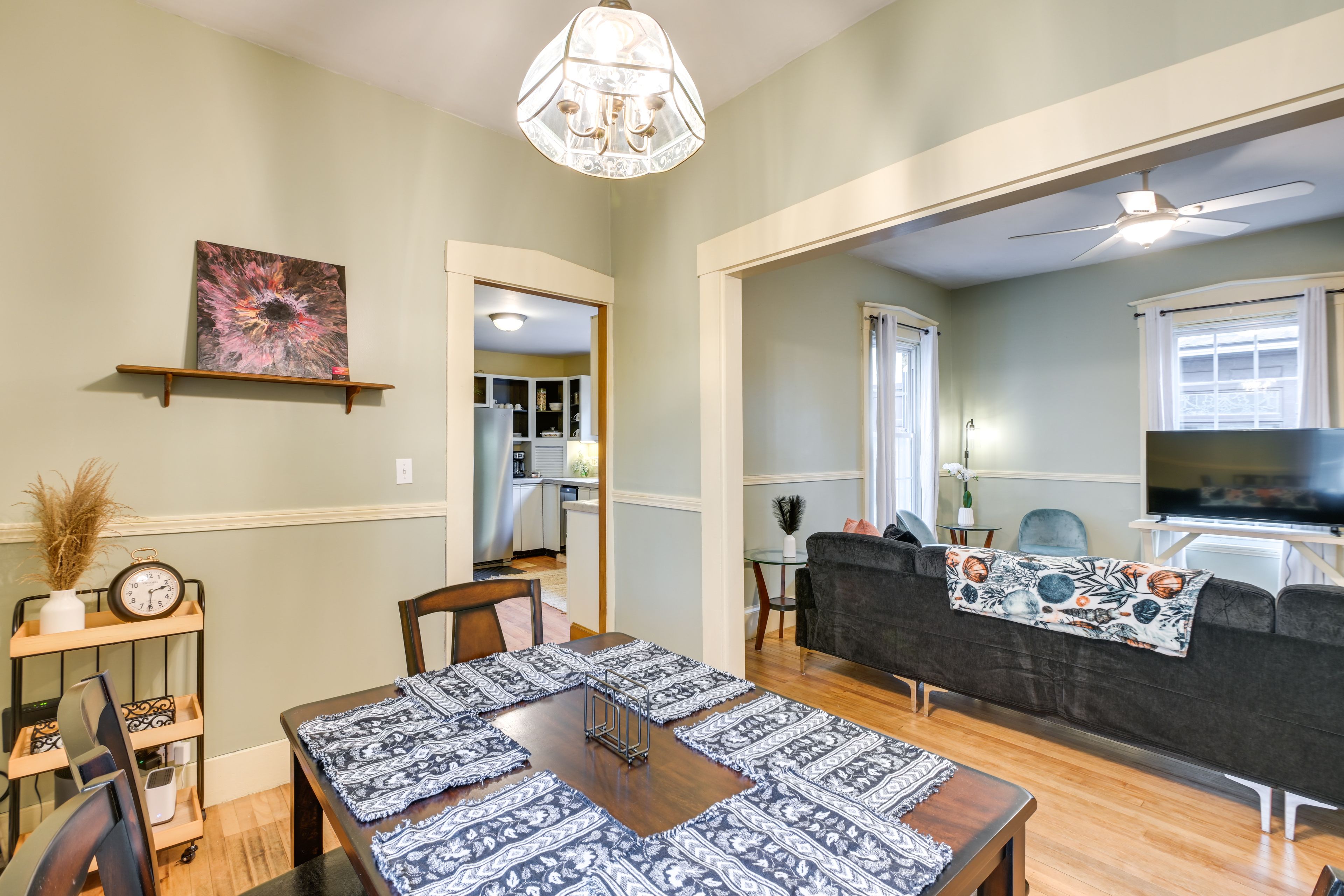 Dining Area & Living Room | In-Unit Laundry | 0.8 Mi to Downtown Bangor