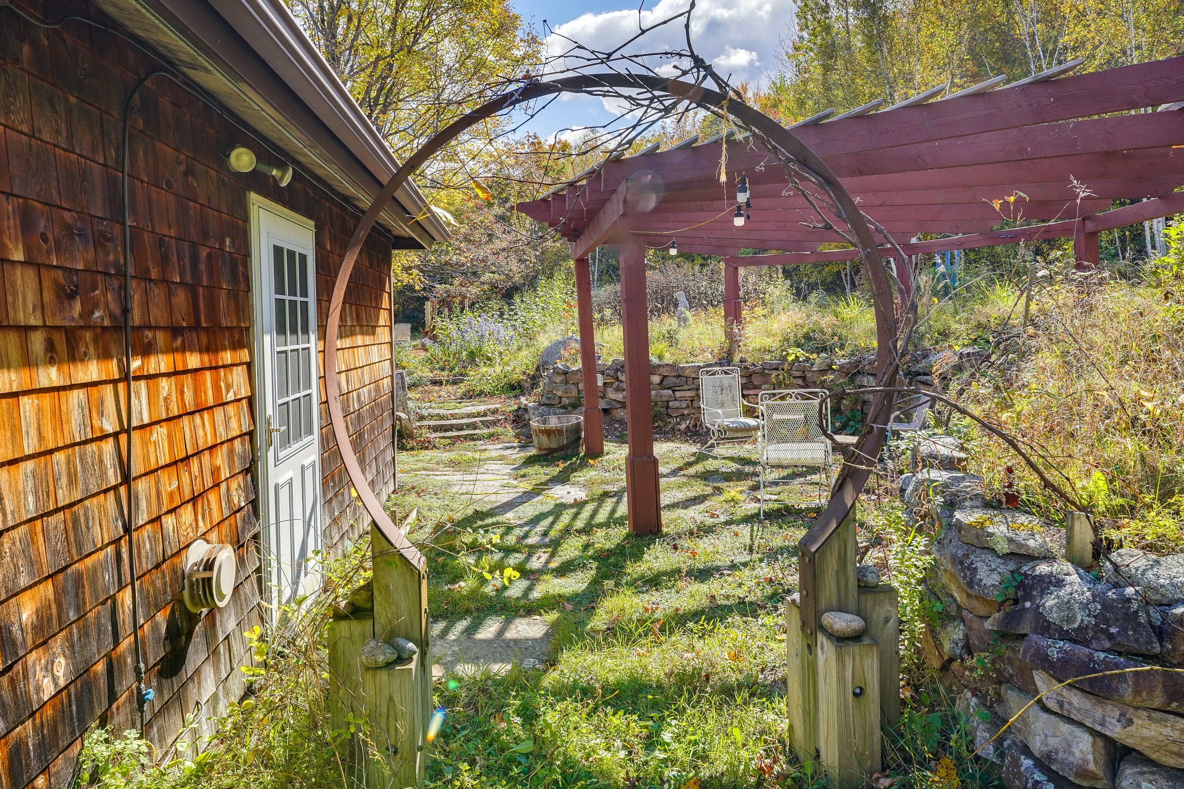 Backyard | Chiminea | Hill w/ Lake Champlain View | Seating