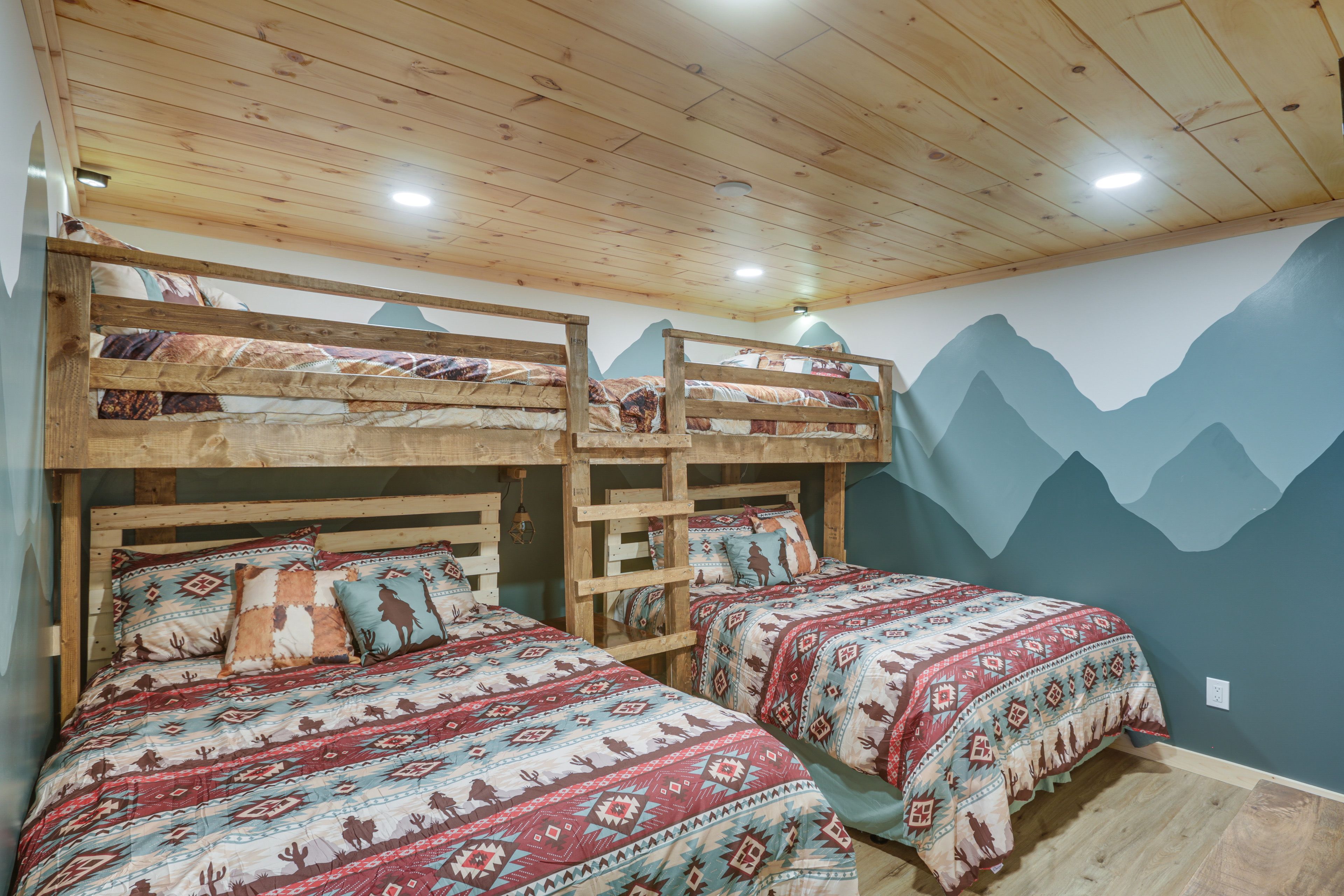 Bunk Room | 2 Queen Beds | 2 Lofted Twin Beds (Pushed Together) | 1st Floor