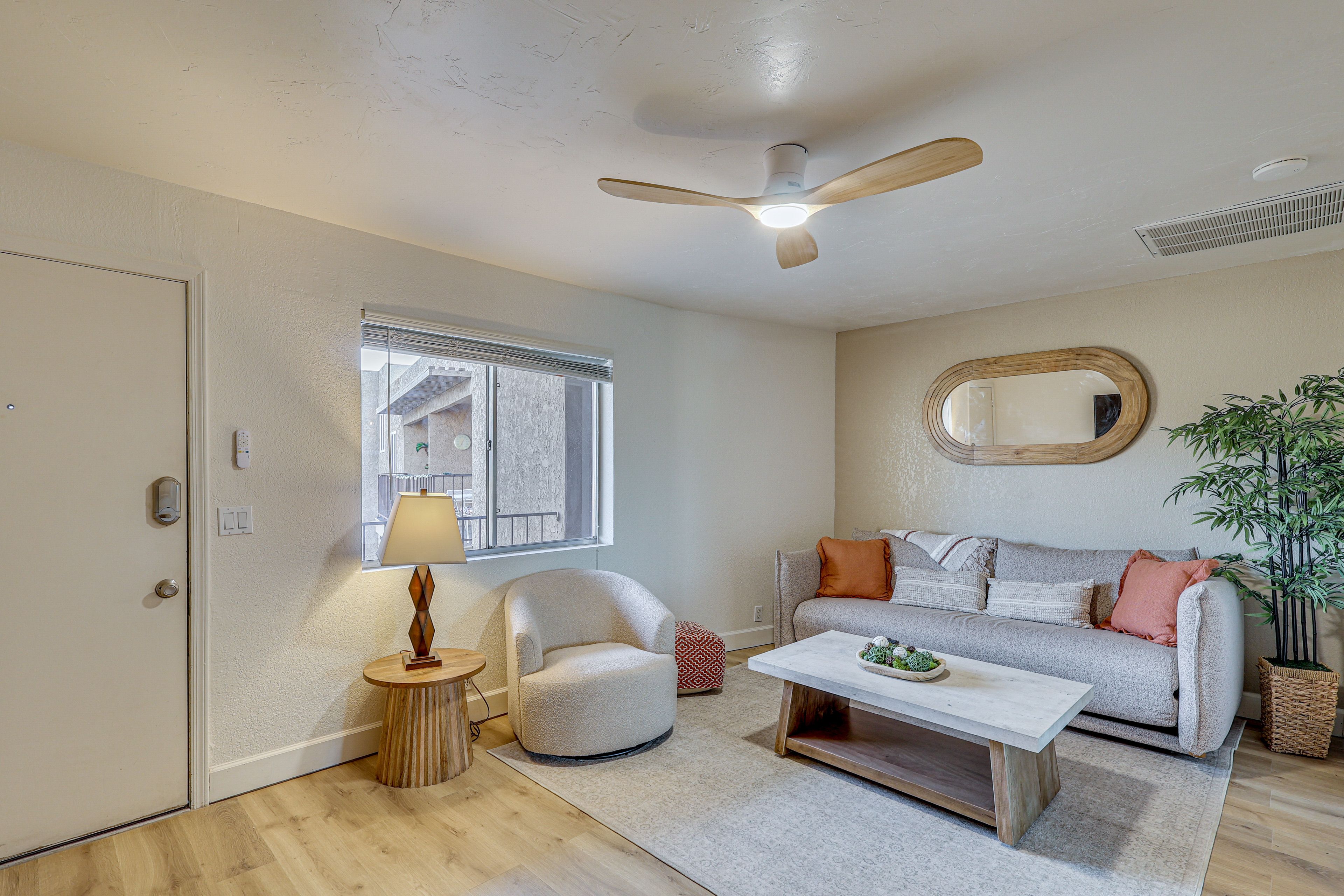 Living Room | Sleeper Sofa | Central A/C | Electric Fireplace