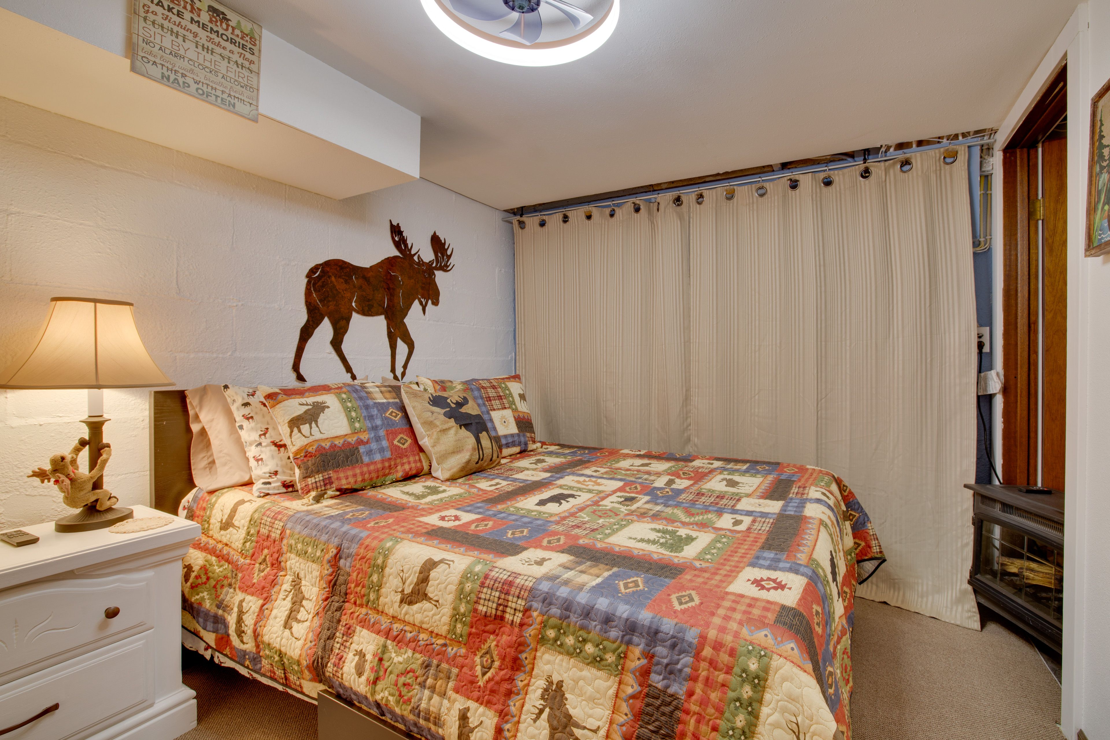 Bedroom 5 | Queen Bed | Basement | Electric Fireplace