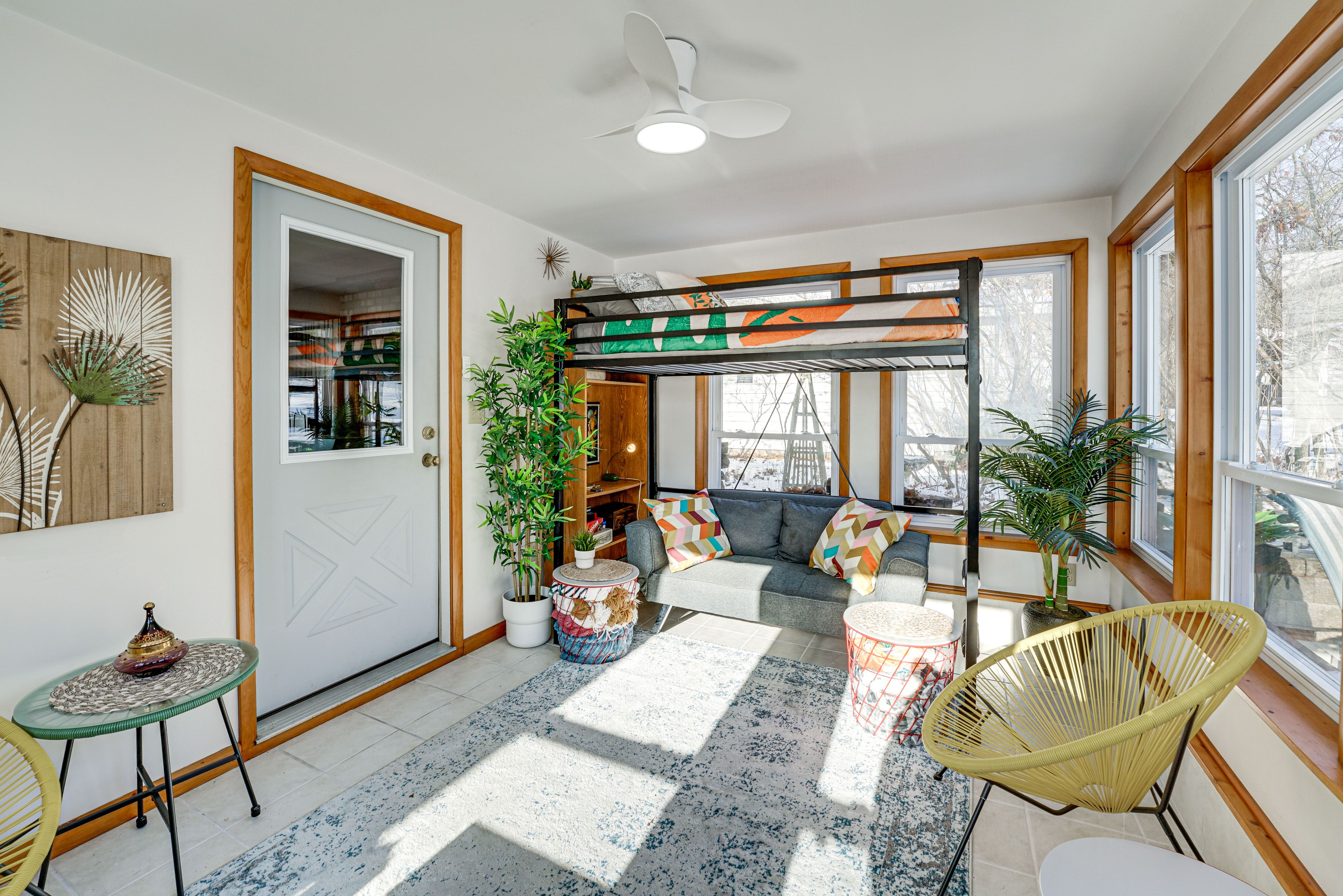 Sunroom | Lofted Twin Bed | Futon | Electric Fireplace