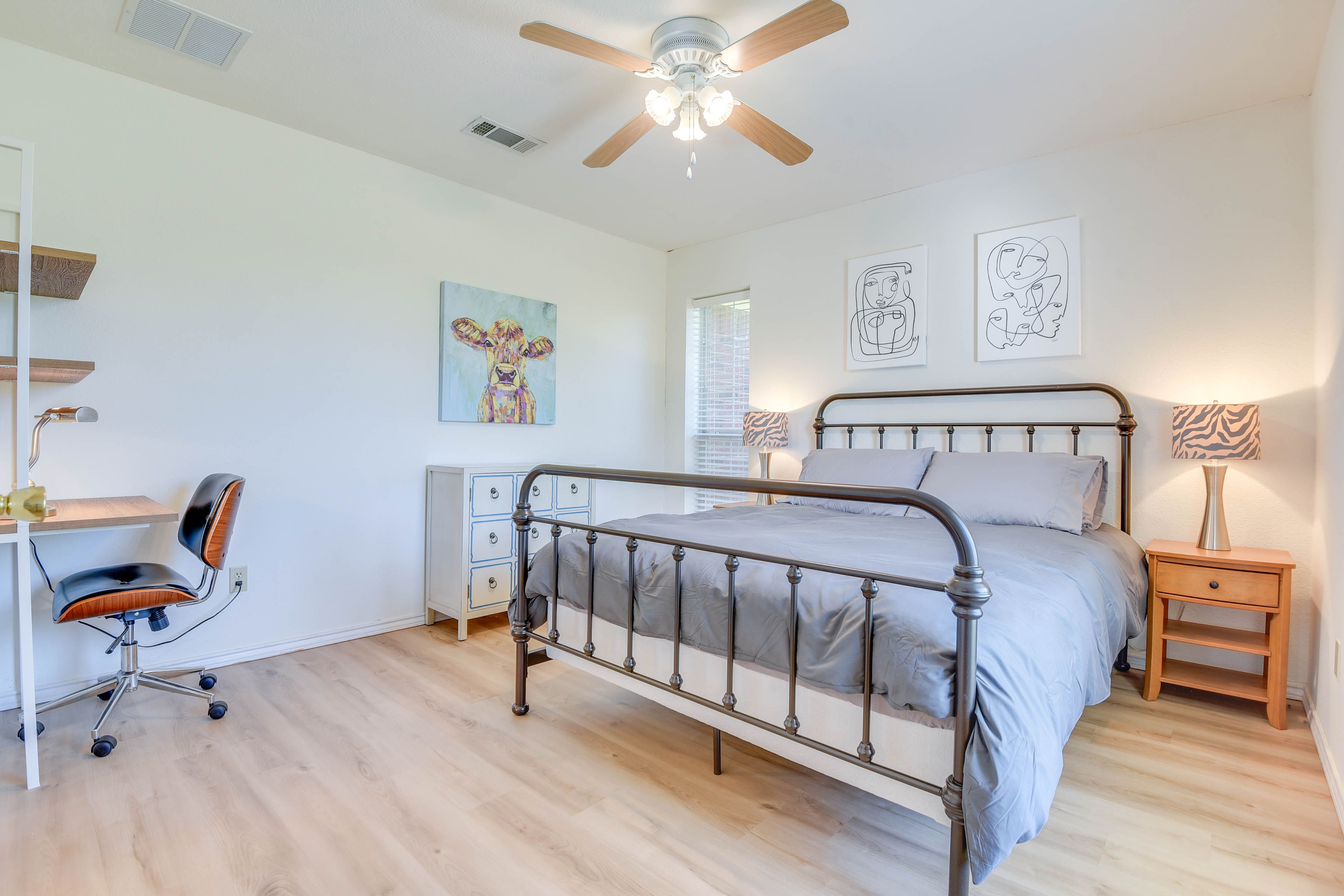Bedroom 2 | Queen Bed | Laptop-Friendly Workspace | Walk-In Closet