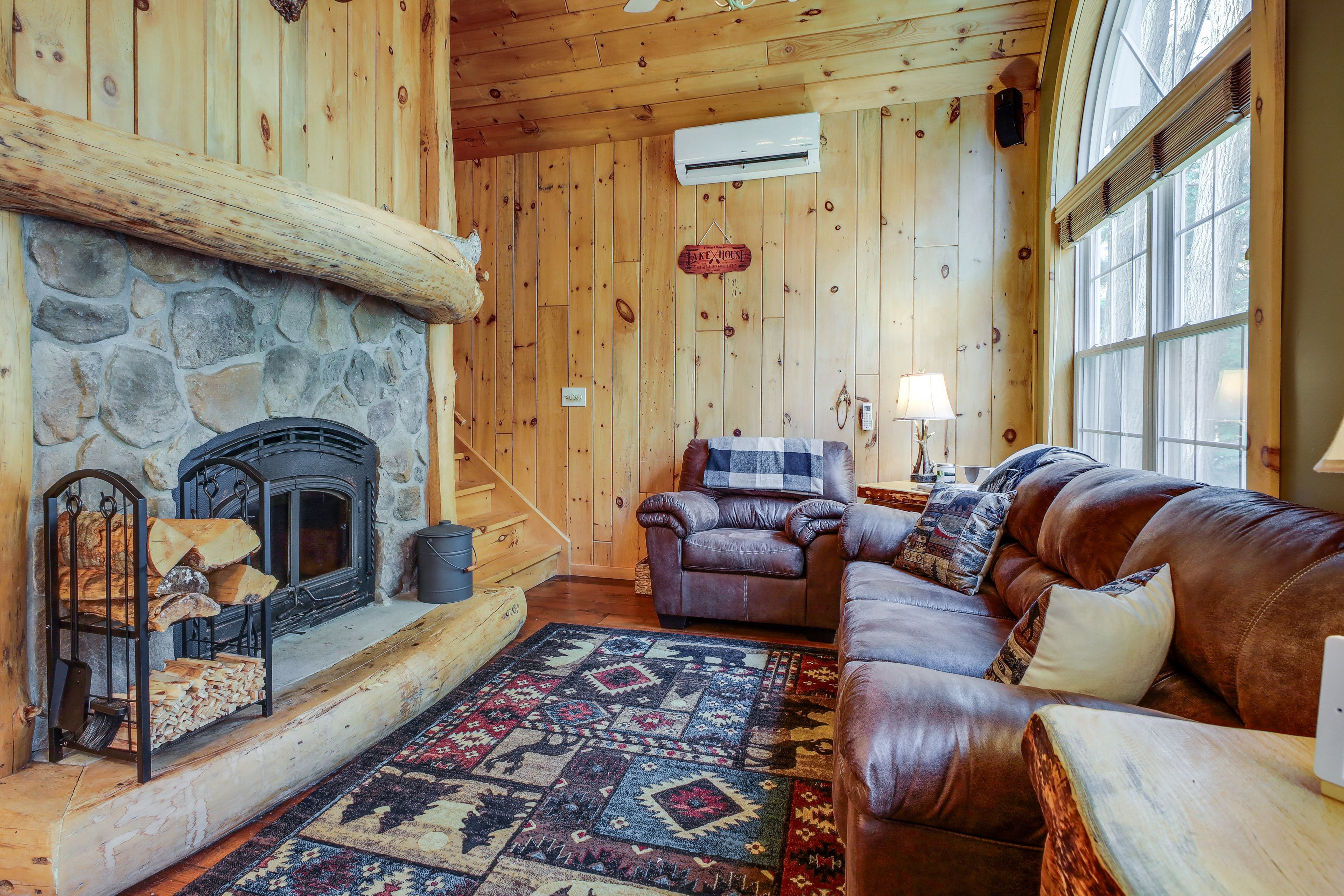 Living Room | Wood-Burning Fireplace (Wood Provided) | Mini-Split A/C