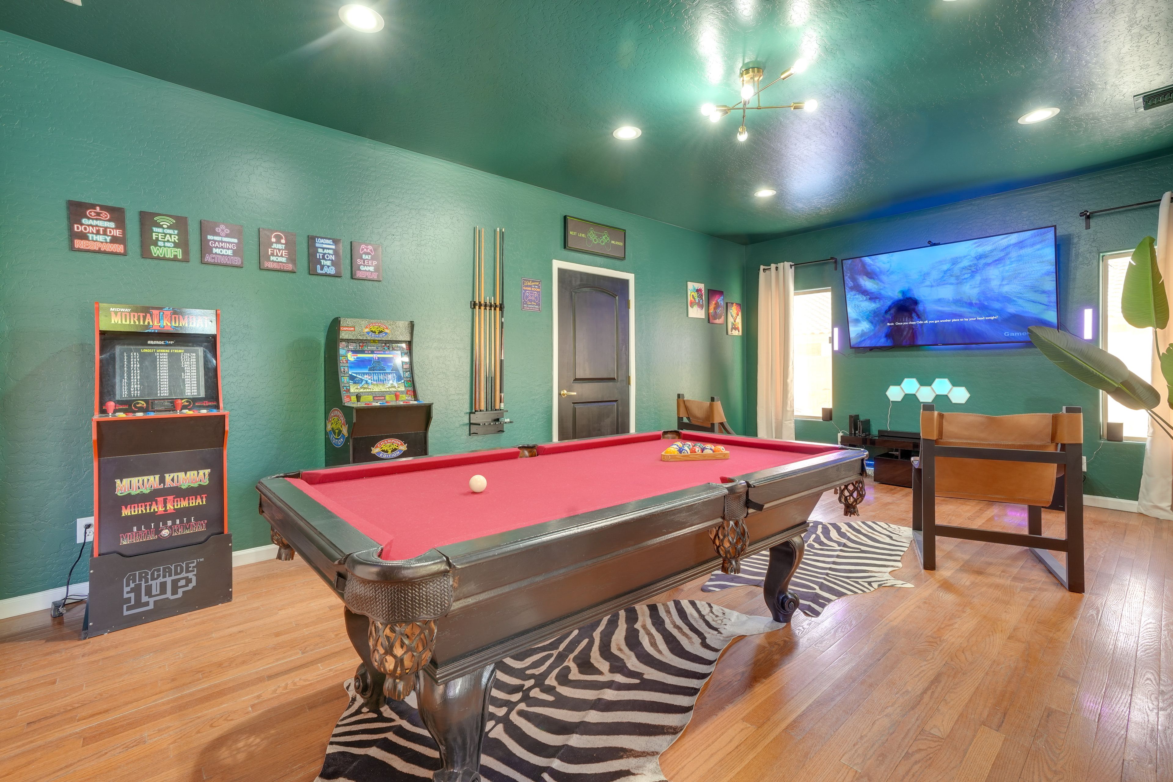 Game Room | 1st Floor | Pool Table | Arcade Consoles | Board Games