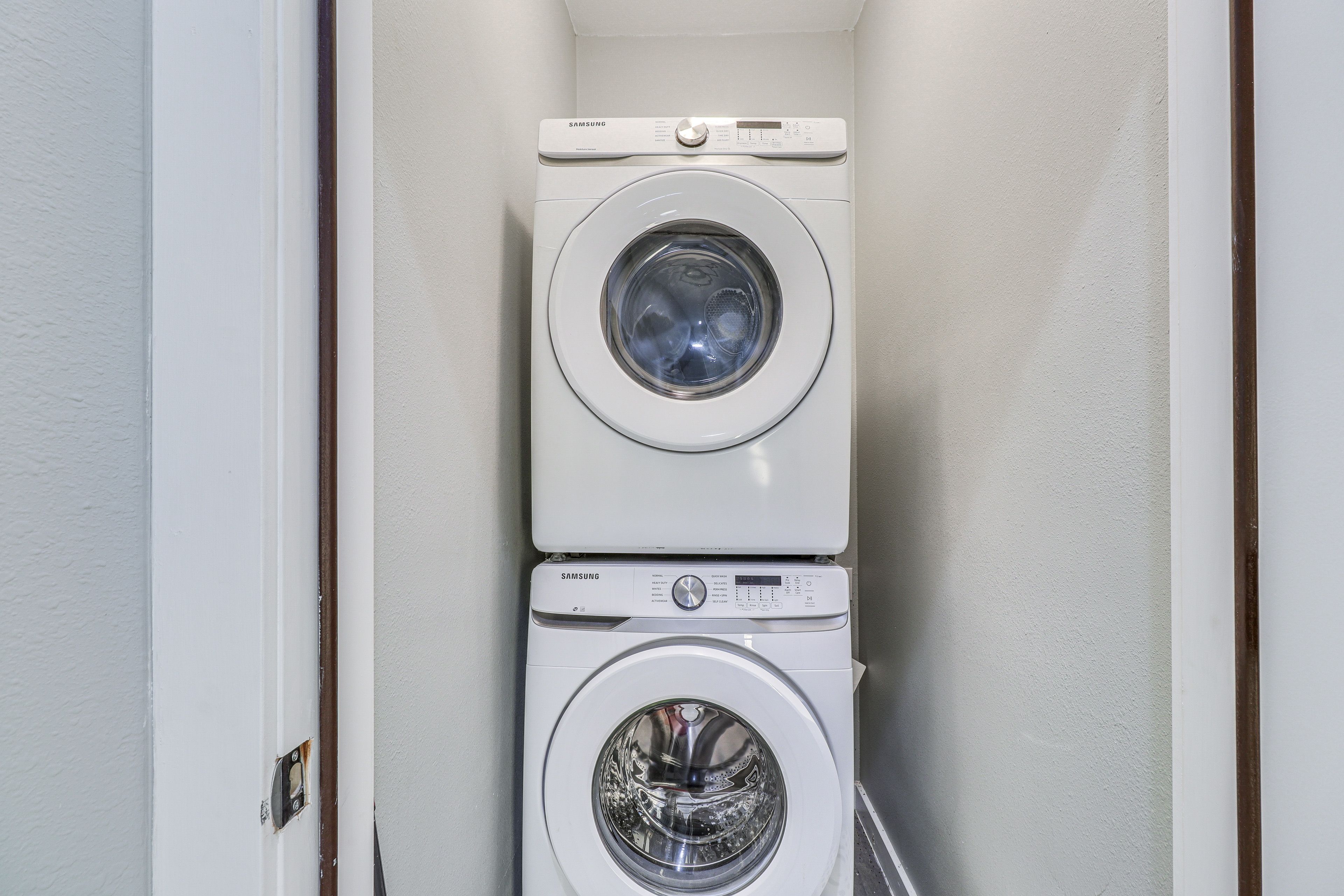 Laundry Closet | Stackable Washer + Dryer | Iron/Board