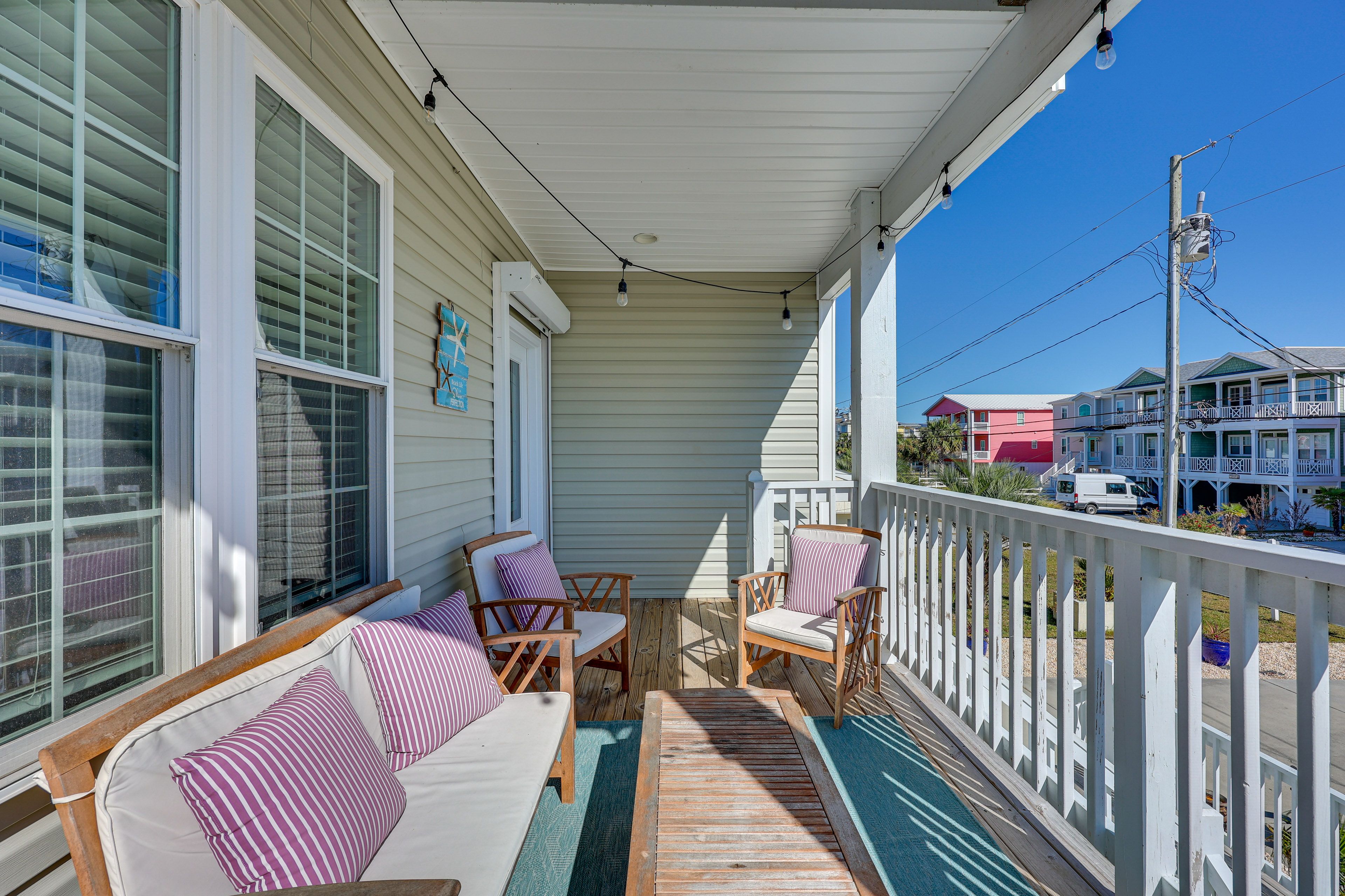 Covered Deck | Access Via Living Room | Lounge Seating