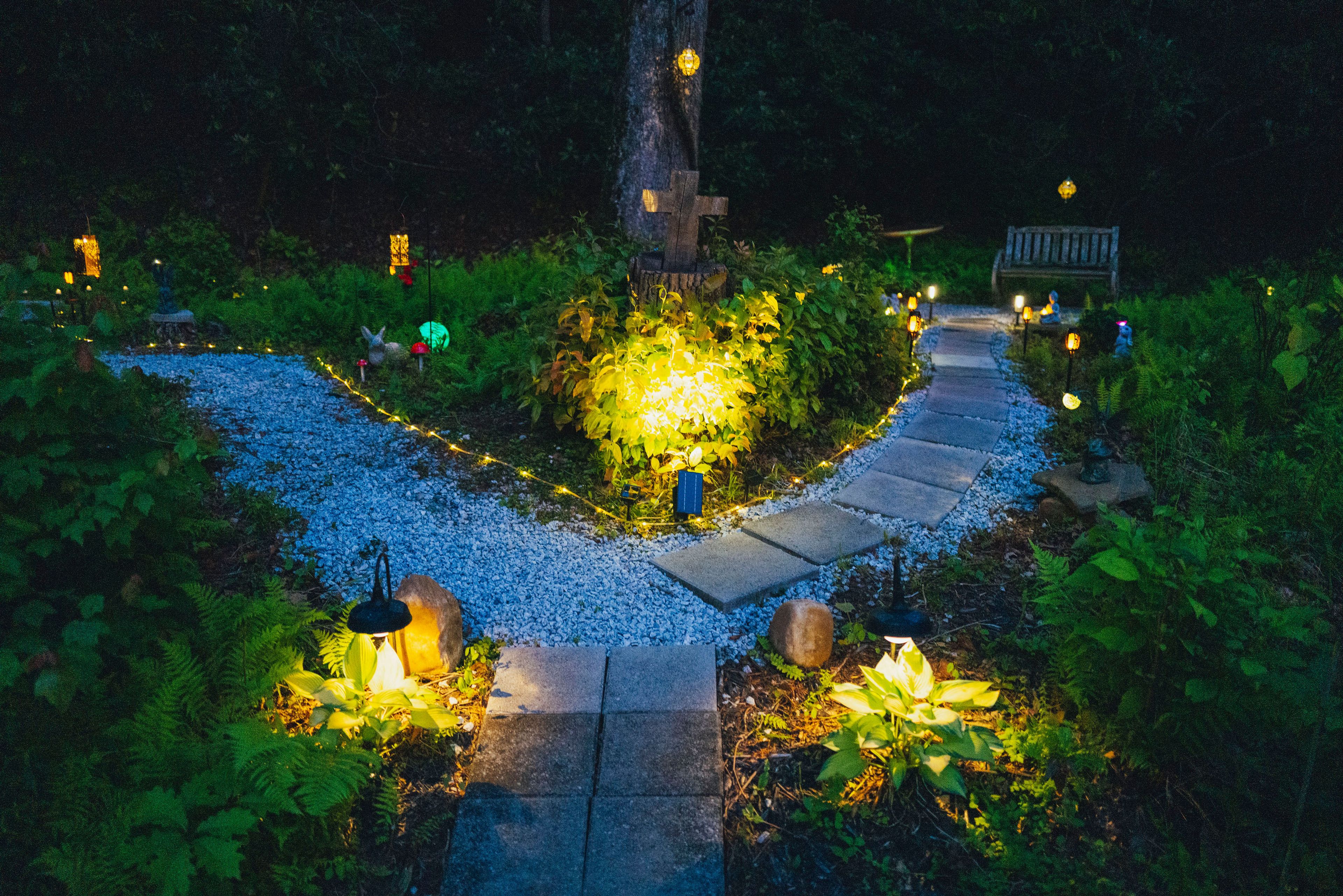 Explore the Fantasy Garden as the sunsets