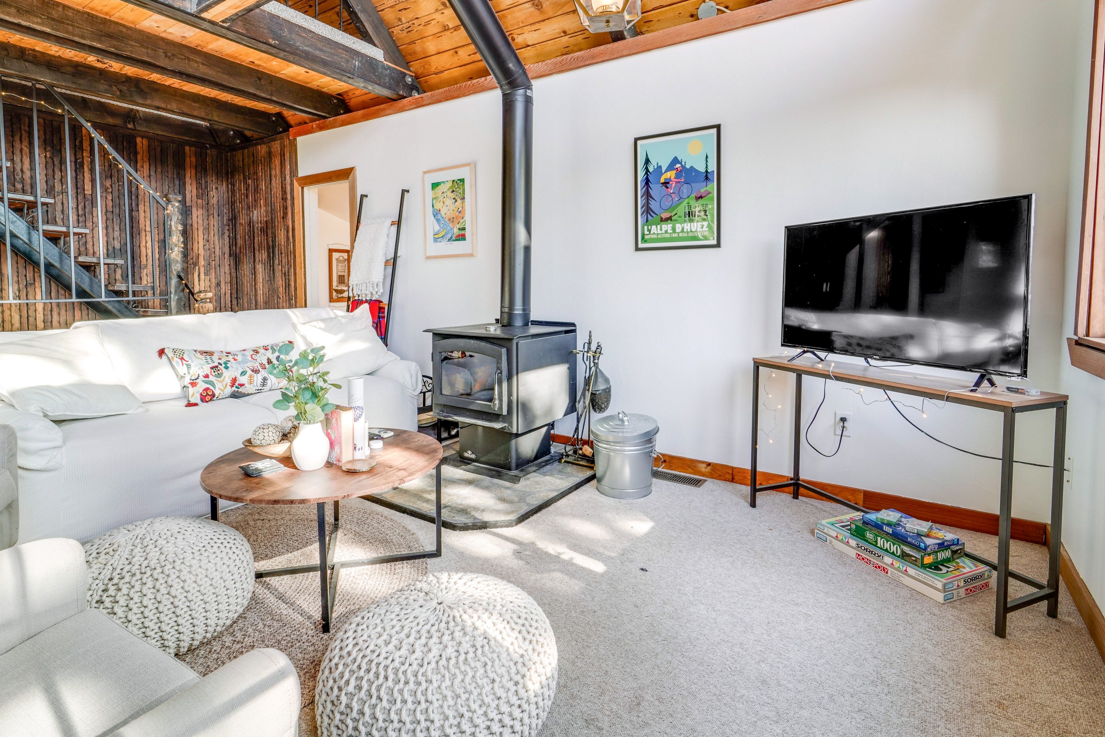 Living Area | Flat-Screen TV | Wood-Burning Stove