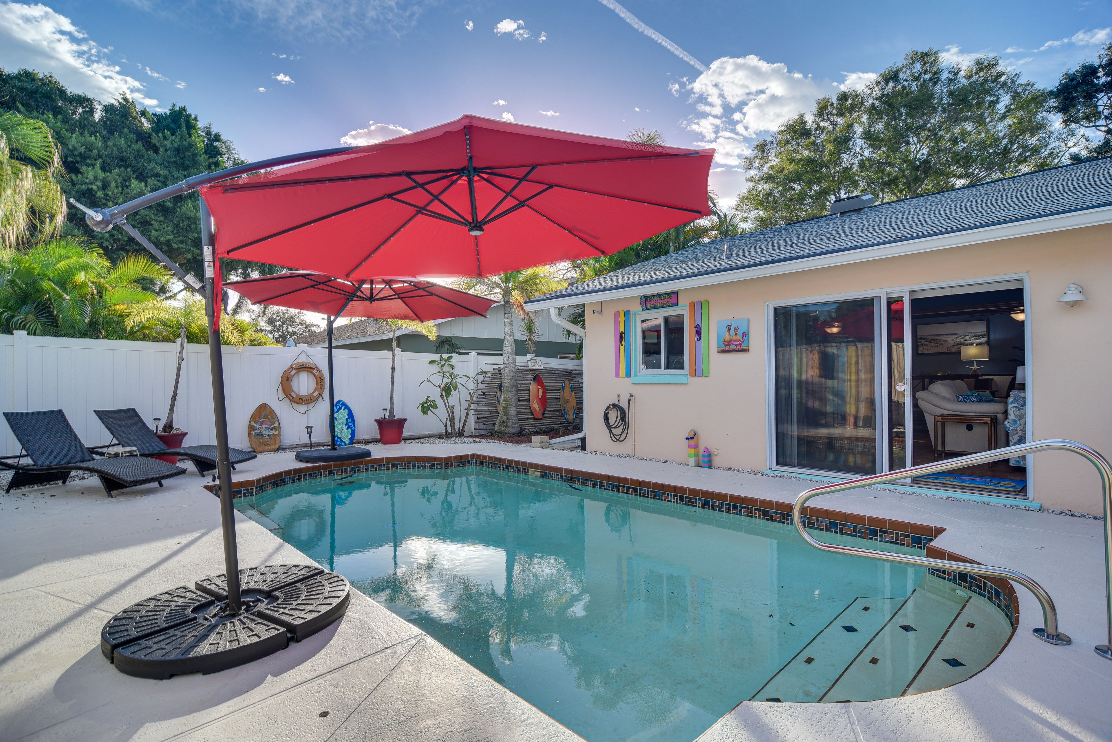 Fenced Backyard | Private Outdoor Pool | Seating & Dining | Gas Grill