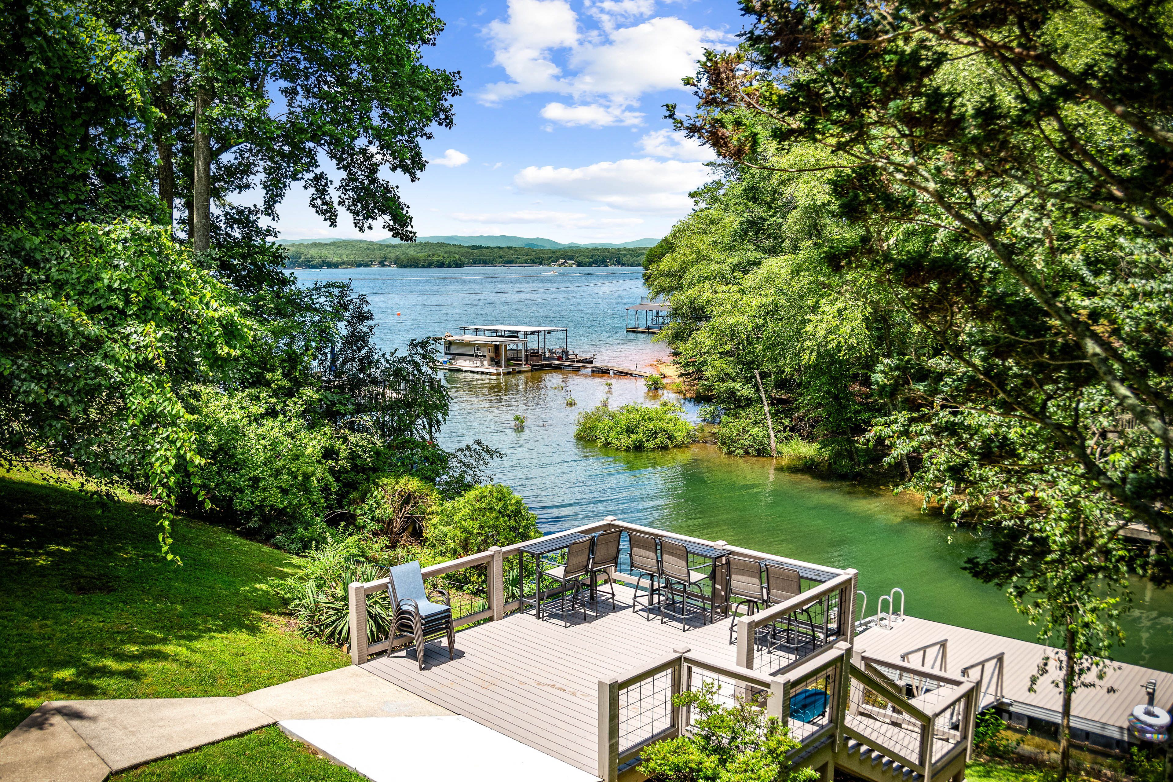 Backyard | Hot Tub | Boat Dock | Blue Ridge Lake Views