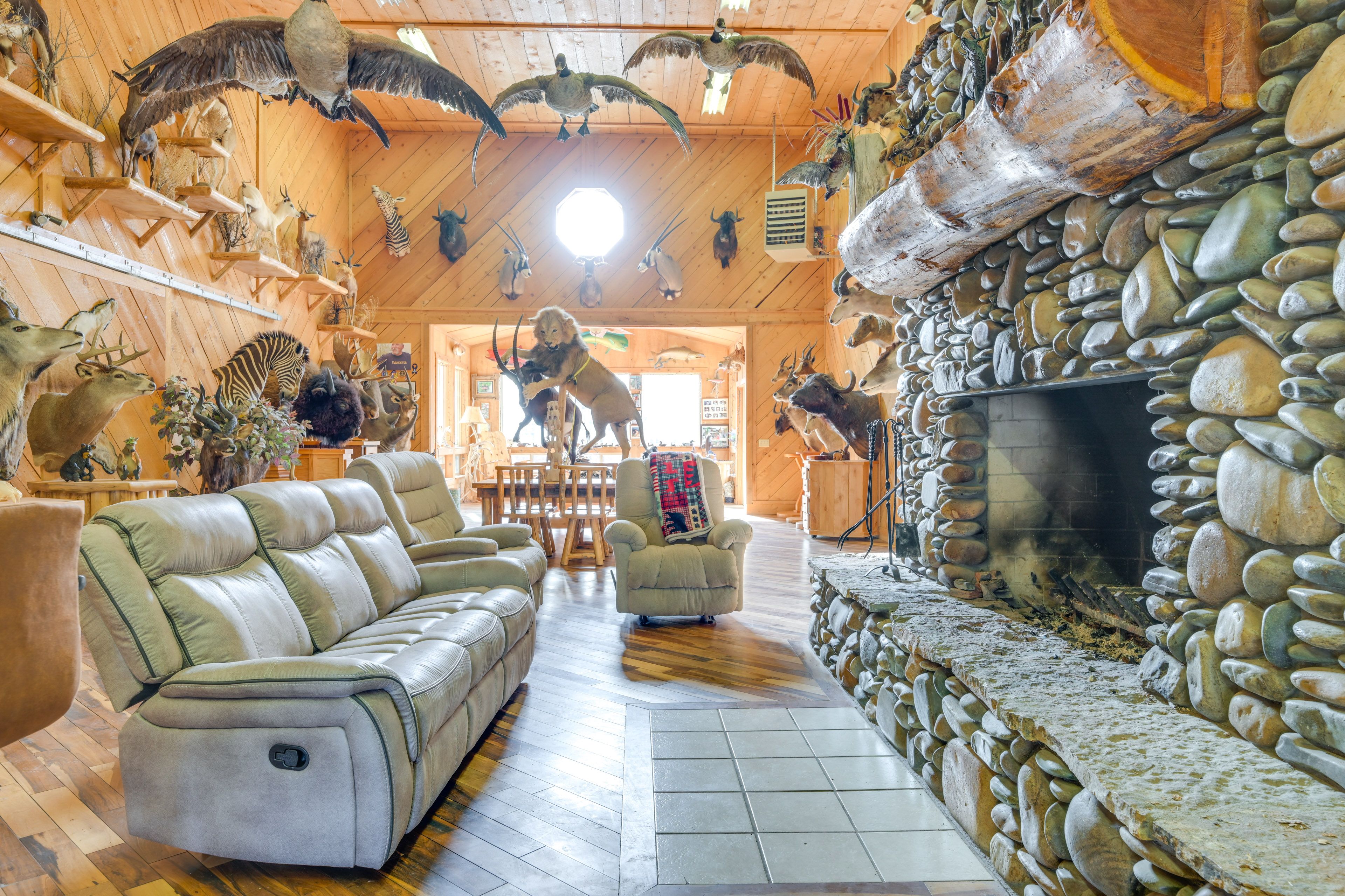 Living Room | Hunting Decor | Wood-Burning Fireplace (Wood Provided)
