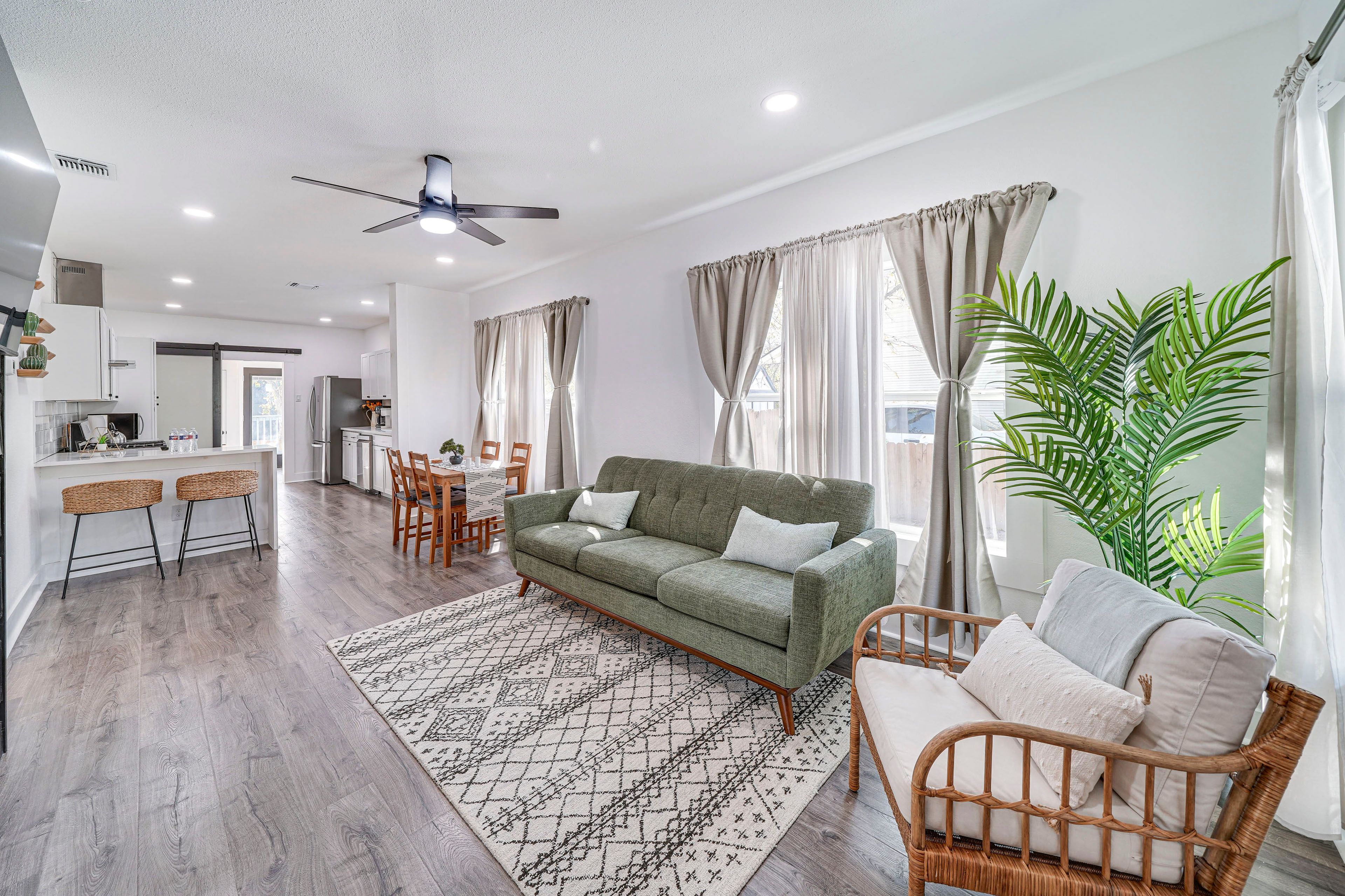 Living Room | Central Air Conditioning & Heating | Electric Fireplace