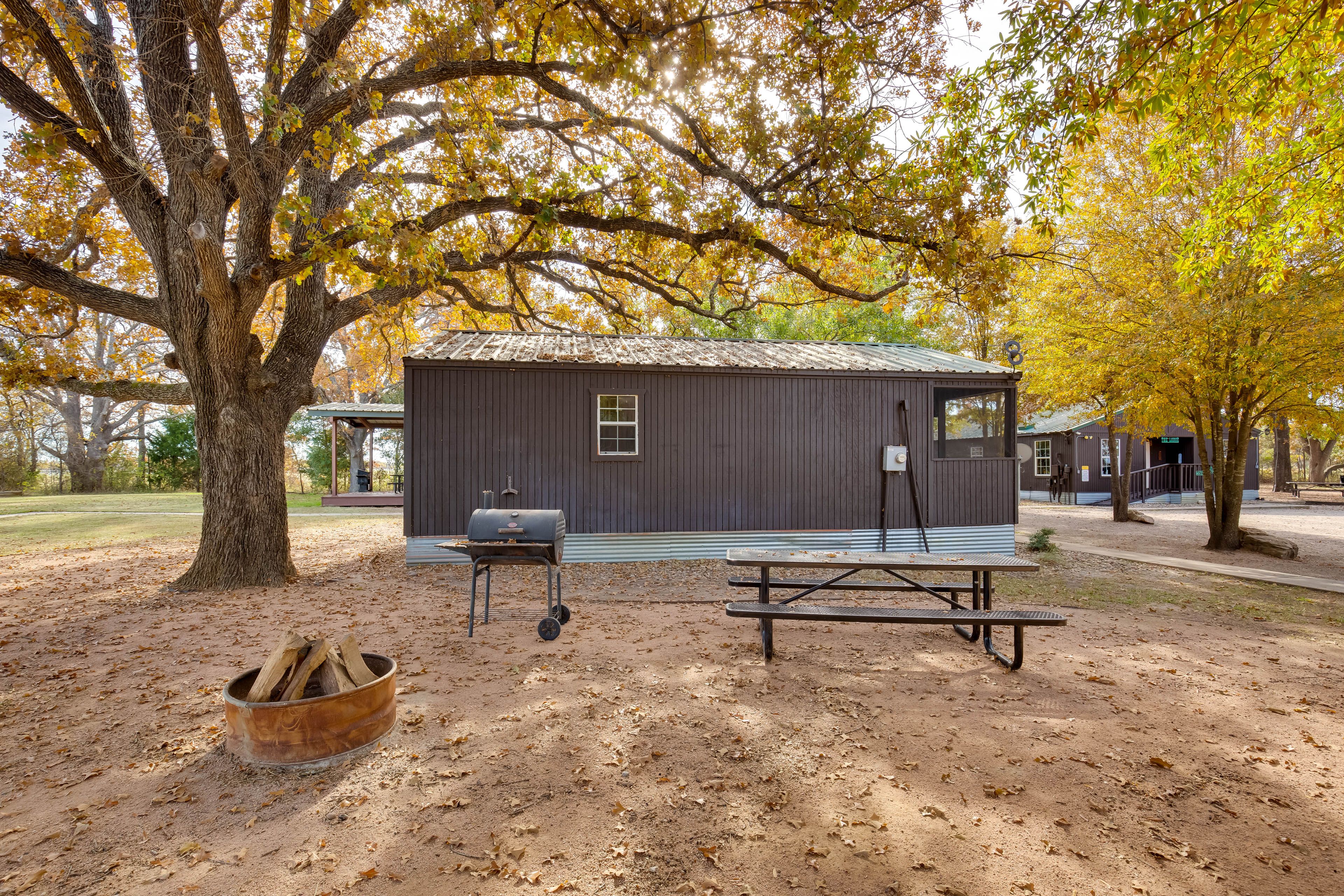 Outdoor Space | Private Charcoal Grill, Wood-Burning Fire Pit & Picnic Table