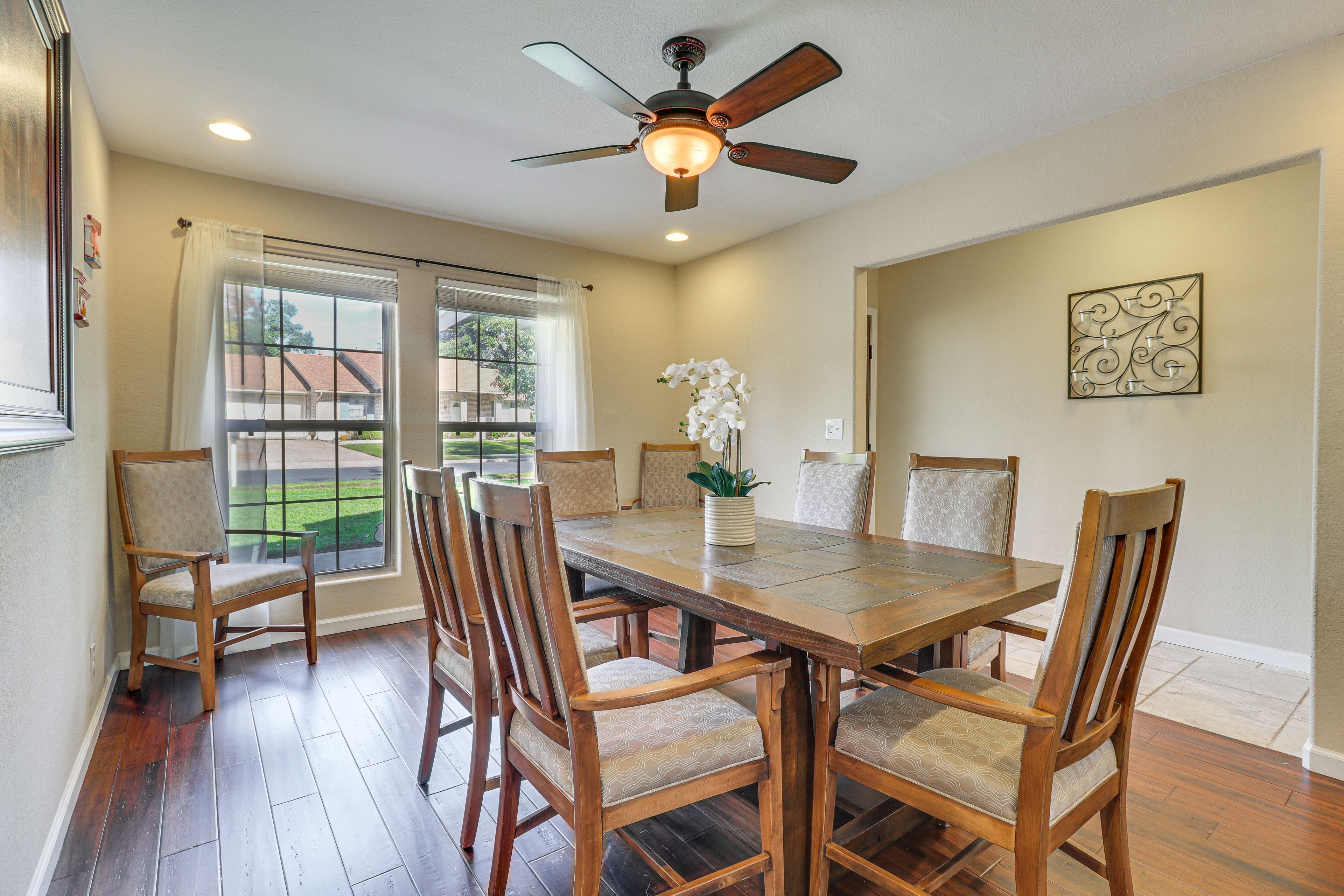 Dining Room | Dining Table | Dishware/Flatware | Ceiling Fans