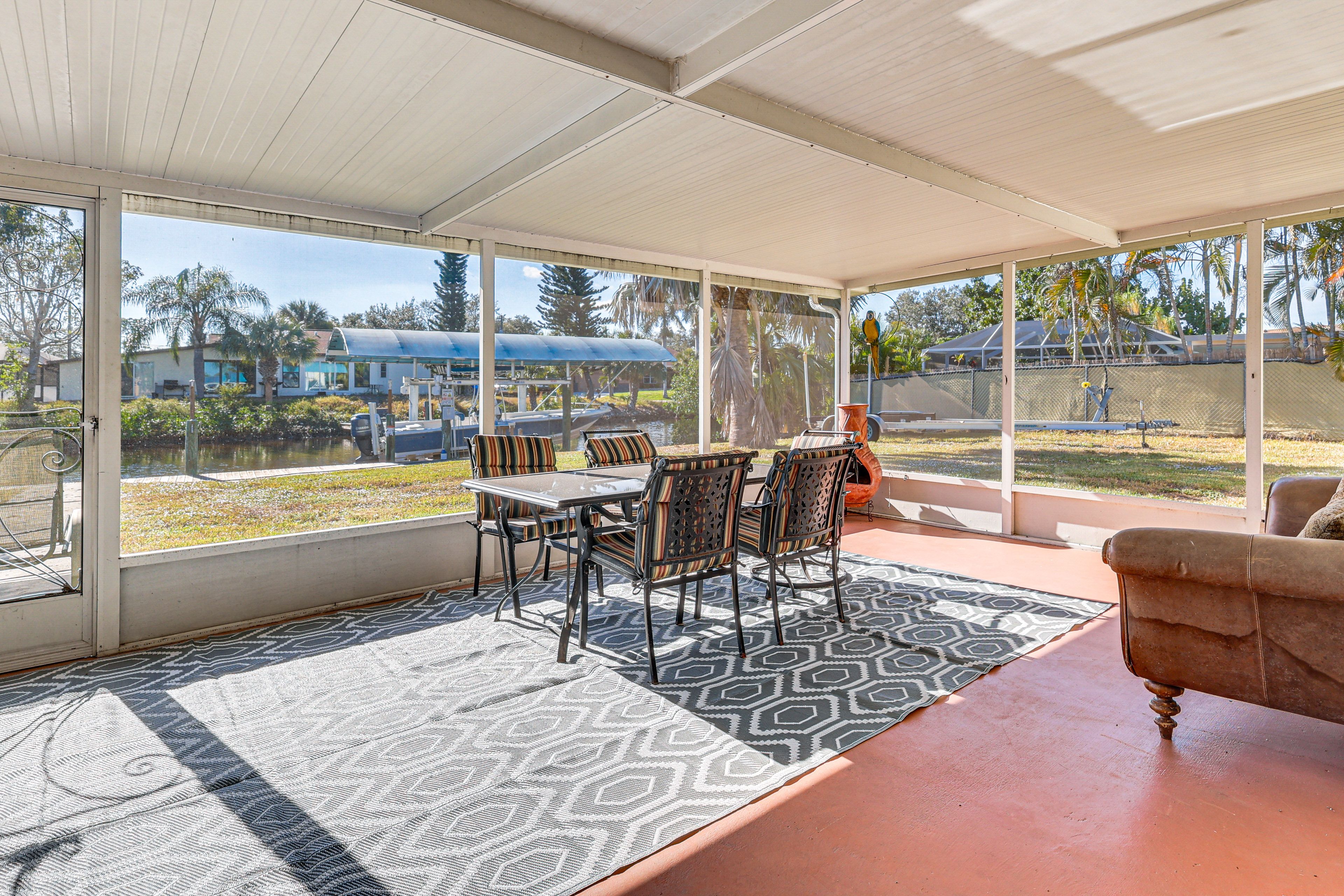 Screened Patio | Dry Bar w/ Blender | Canal-Front Views
