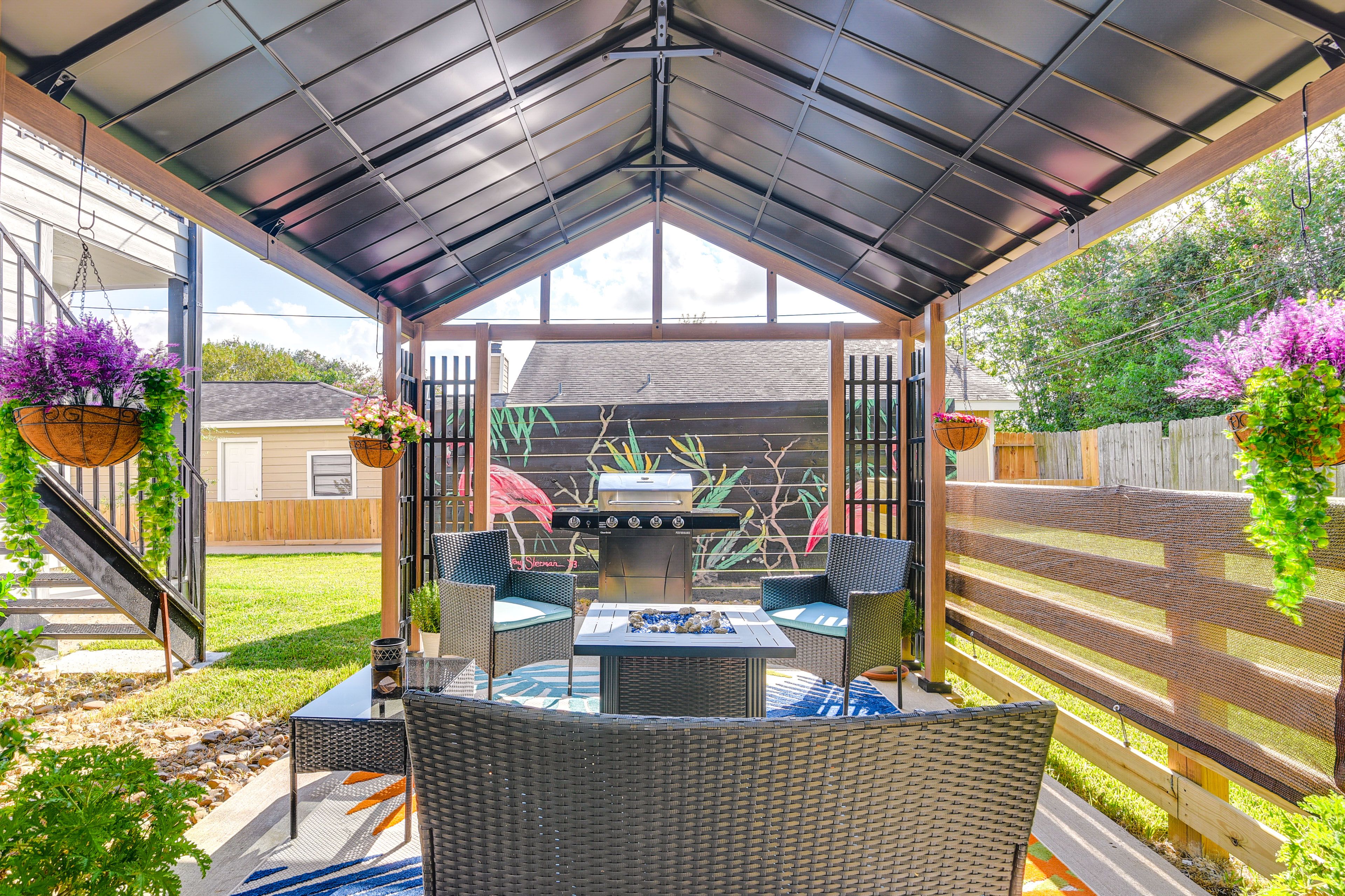 Patio w/ Gazebo | Fire Pit Table | Gas Grill