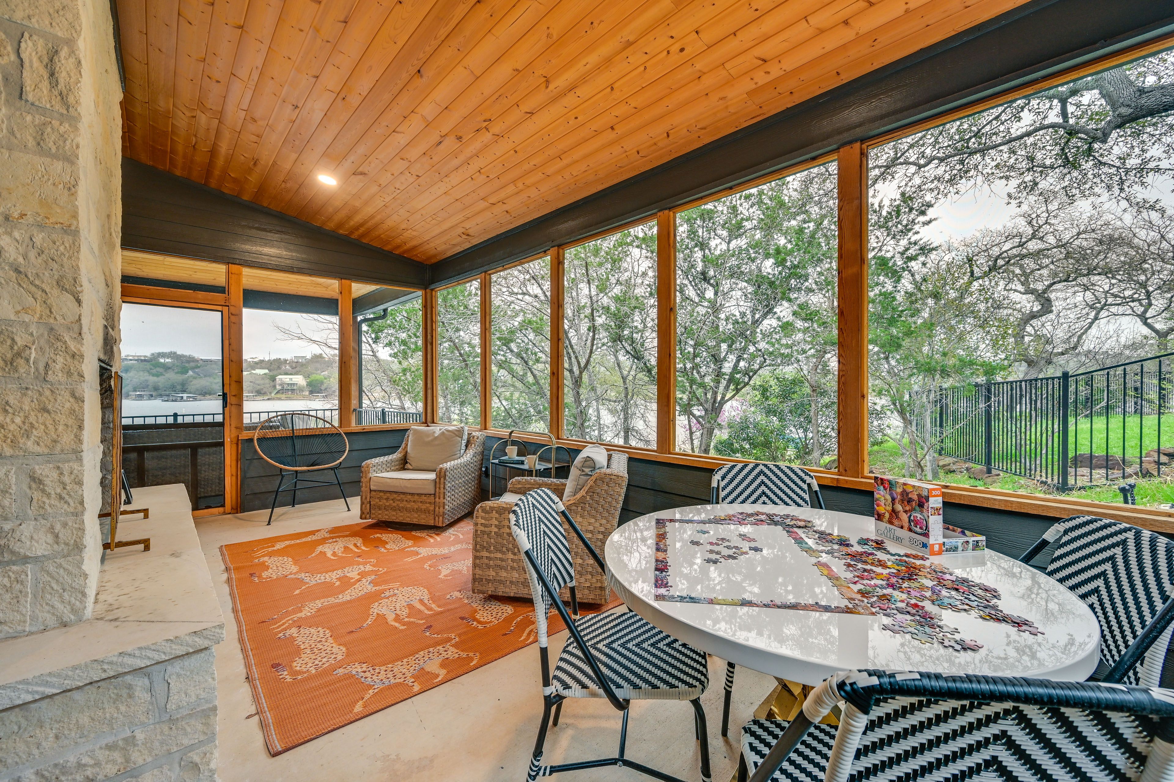 Screened Porch | Dining & Lounge Areas | Fireplace