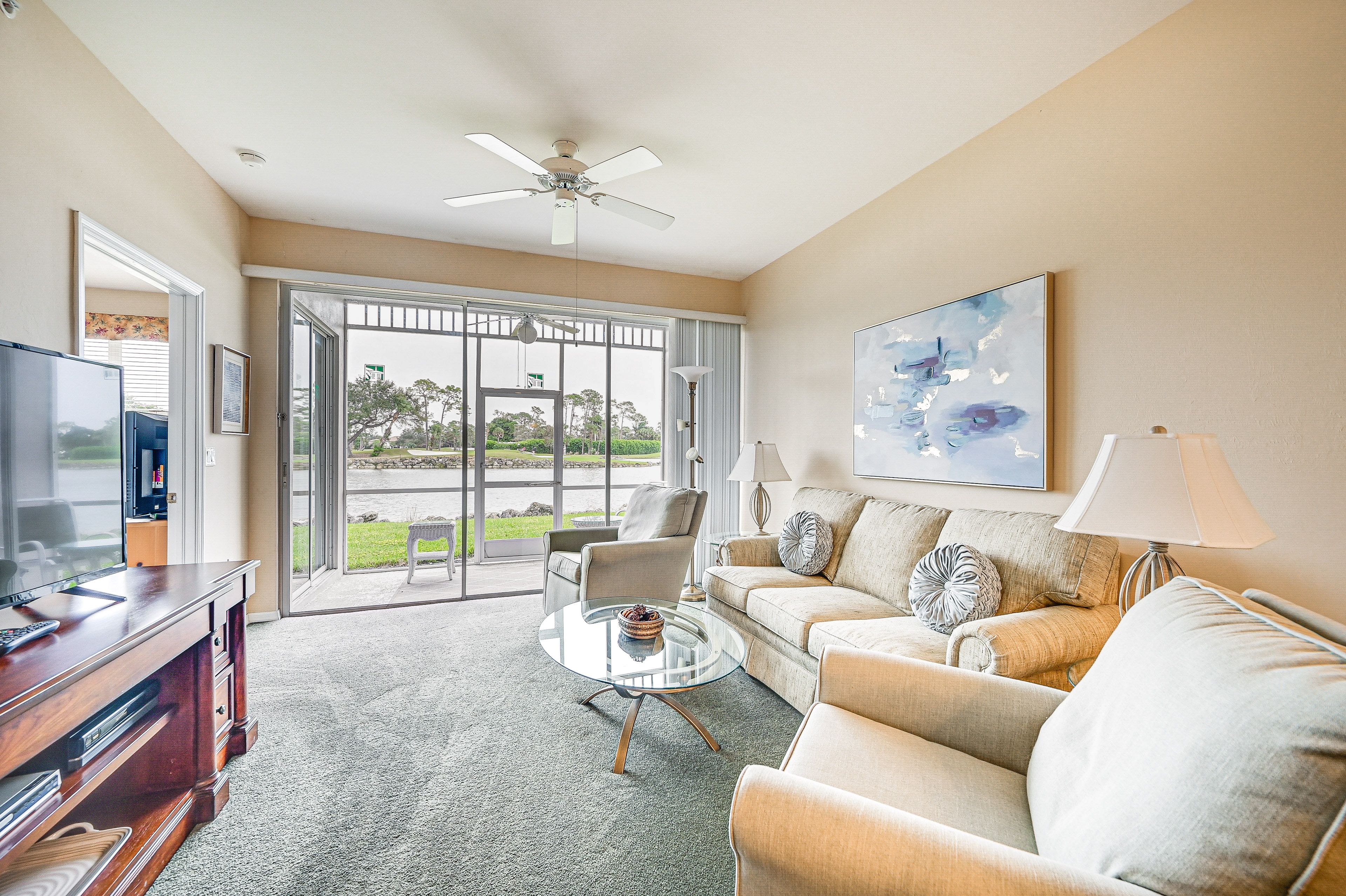 Living Room | Flat-Screen TV | Access to Patio