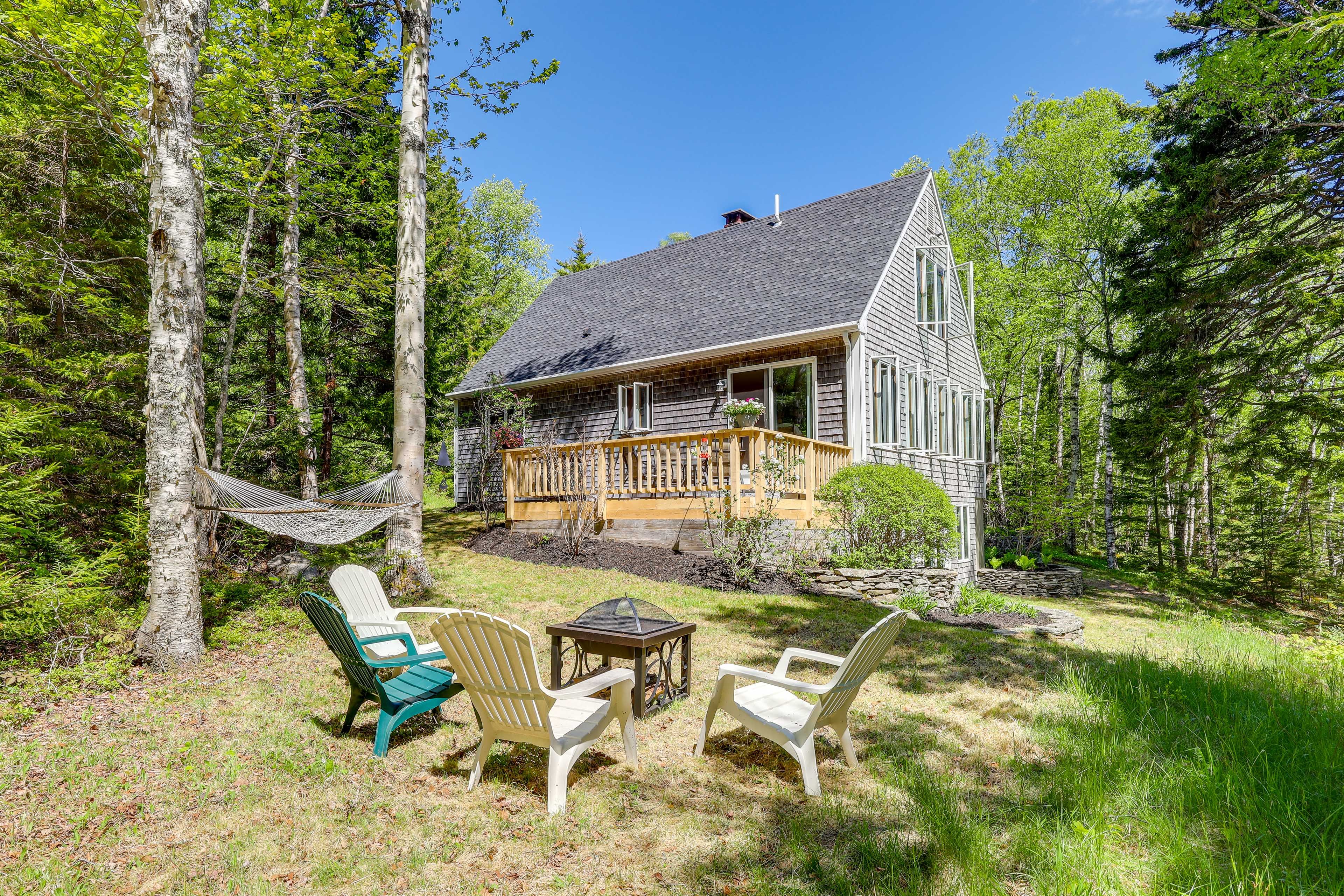 Property Exterior | 3-Story Home | Fire Pit | Hammock
