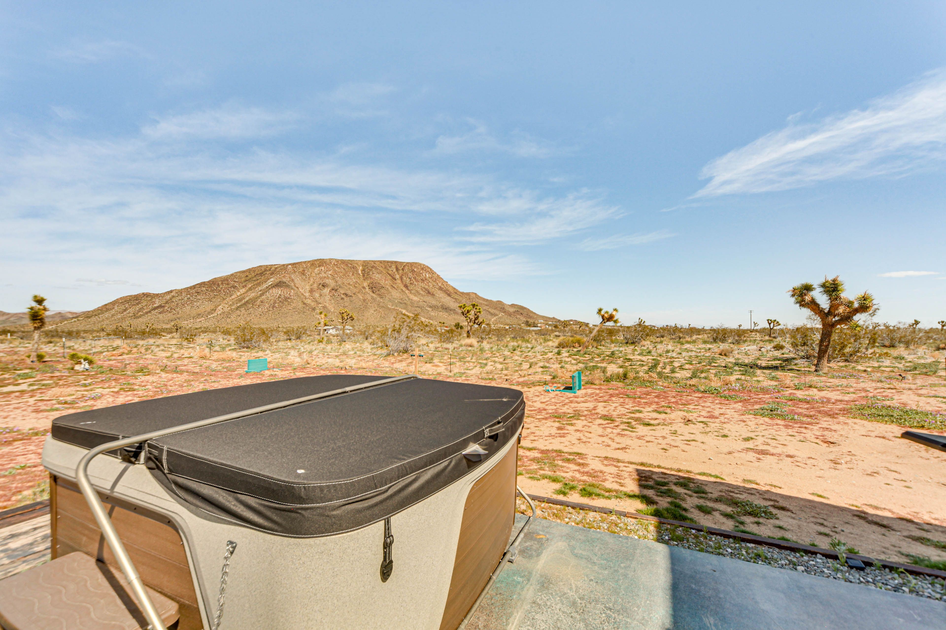 Patio | Private Hot Tub | Mountain Views
