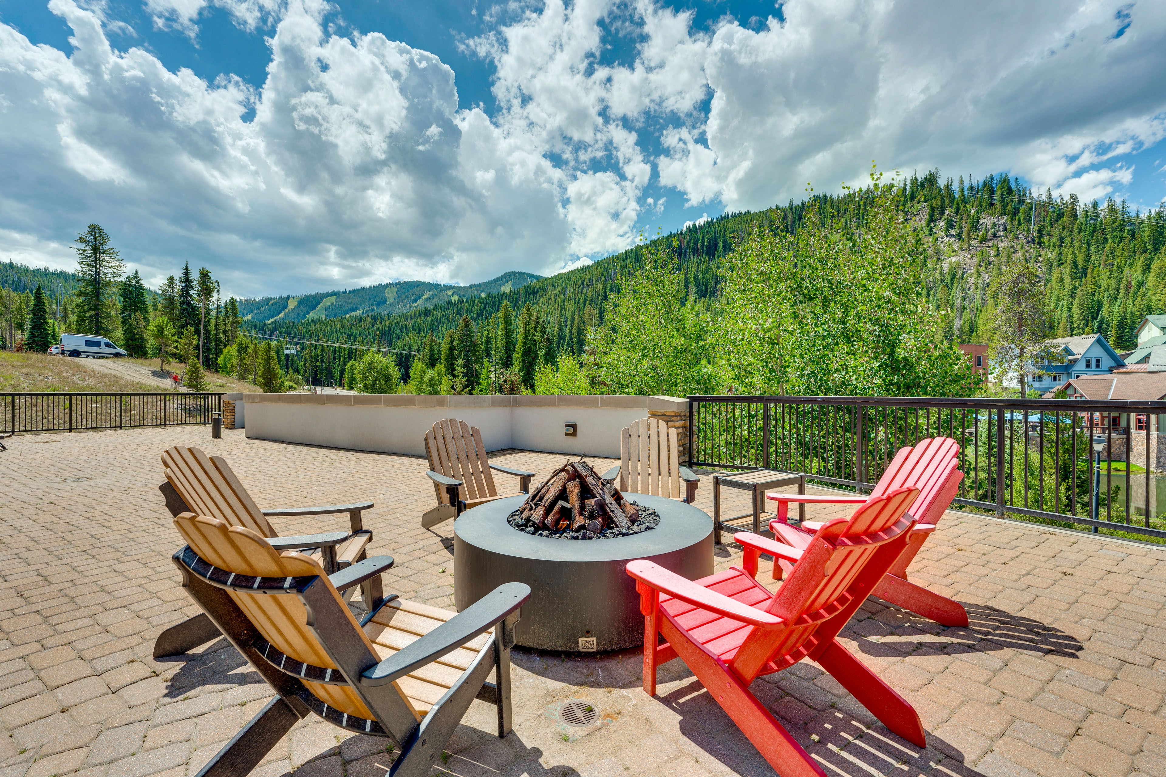 Community Amenities | Fire Pits w/ Seating | Ski Slope Views