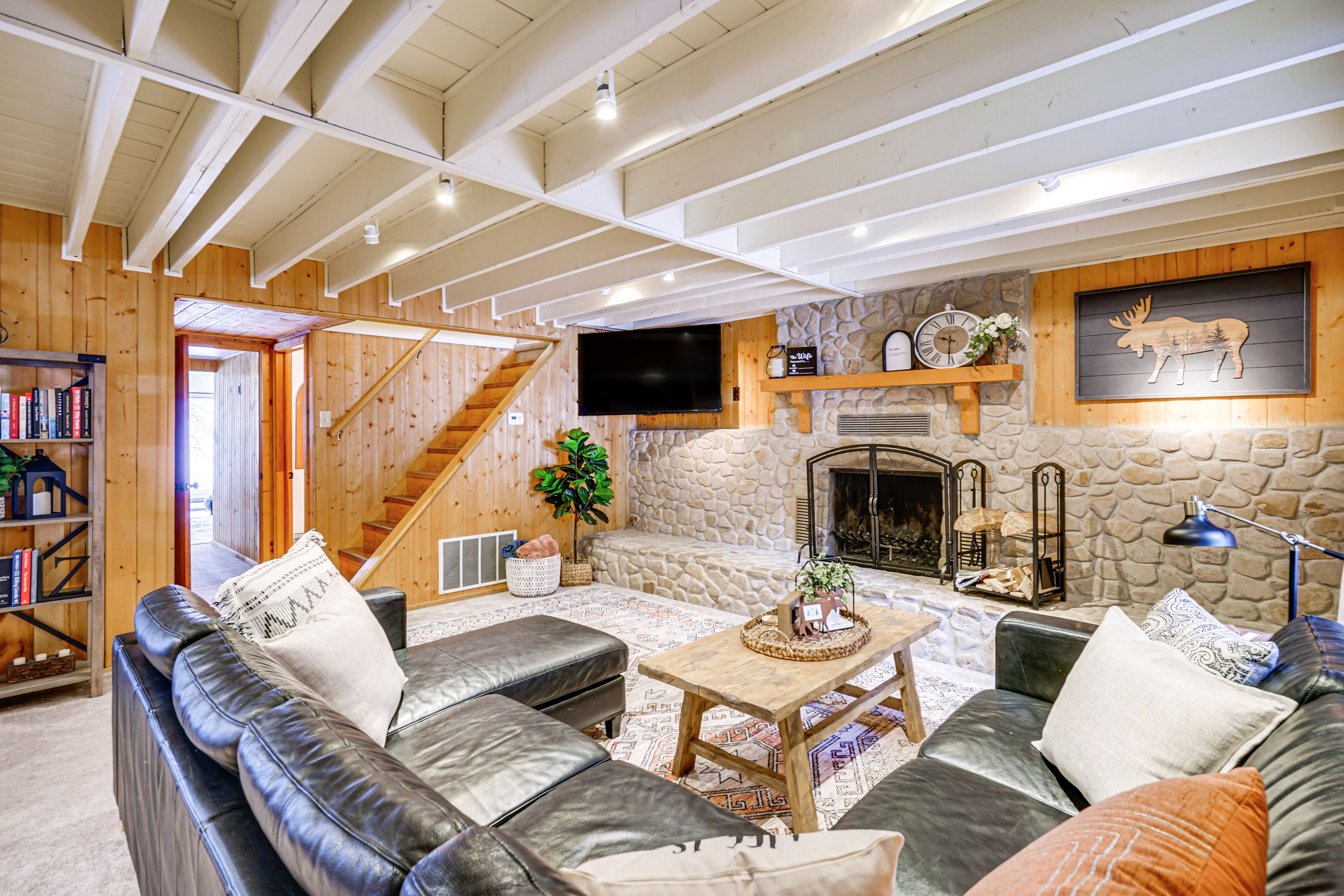 Living Room | Smart TV | Wood-Burning Fireplace | 1st Floor