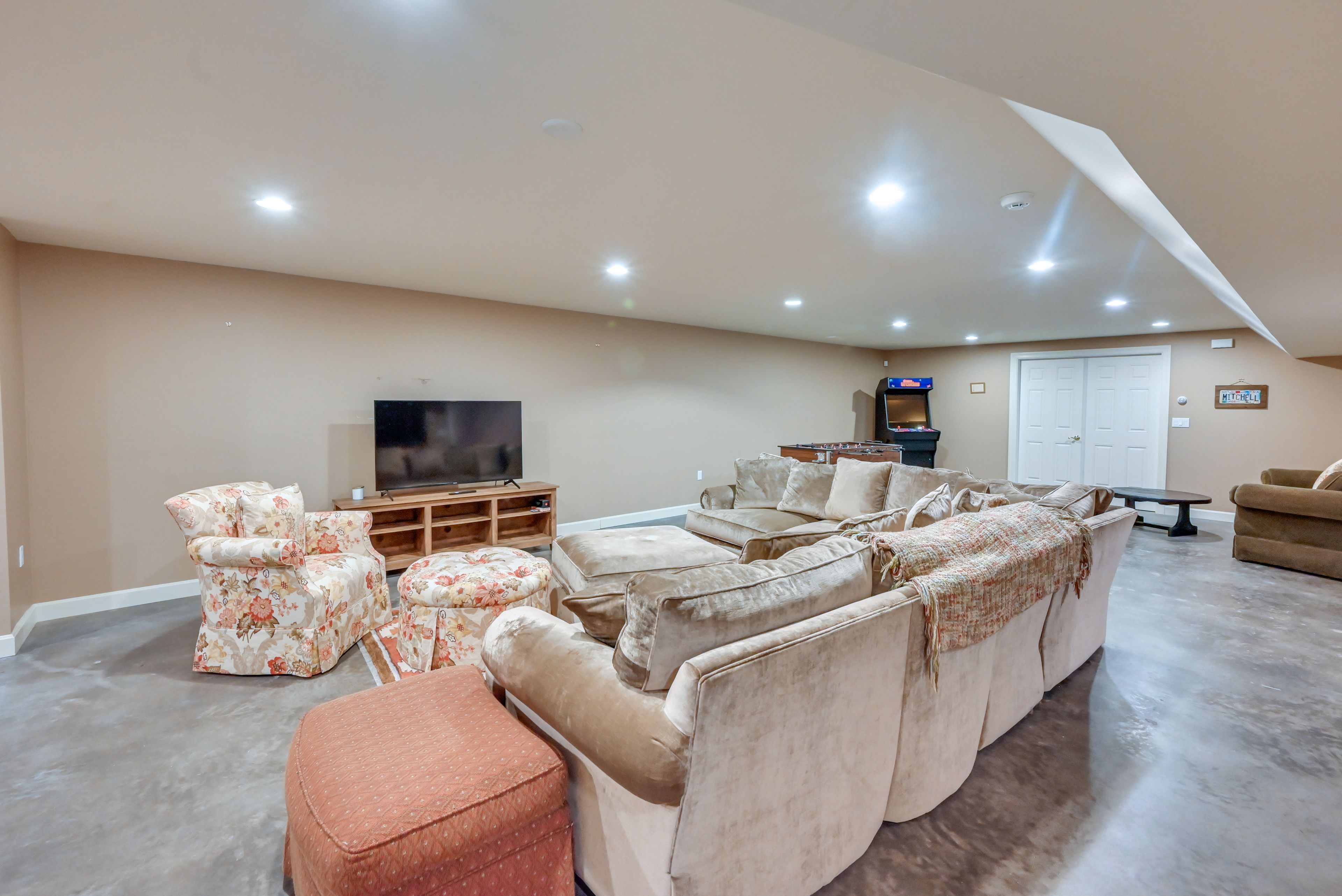 Living Room | Basement | Smart TV | Foosball Table | Arcade Machine