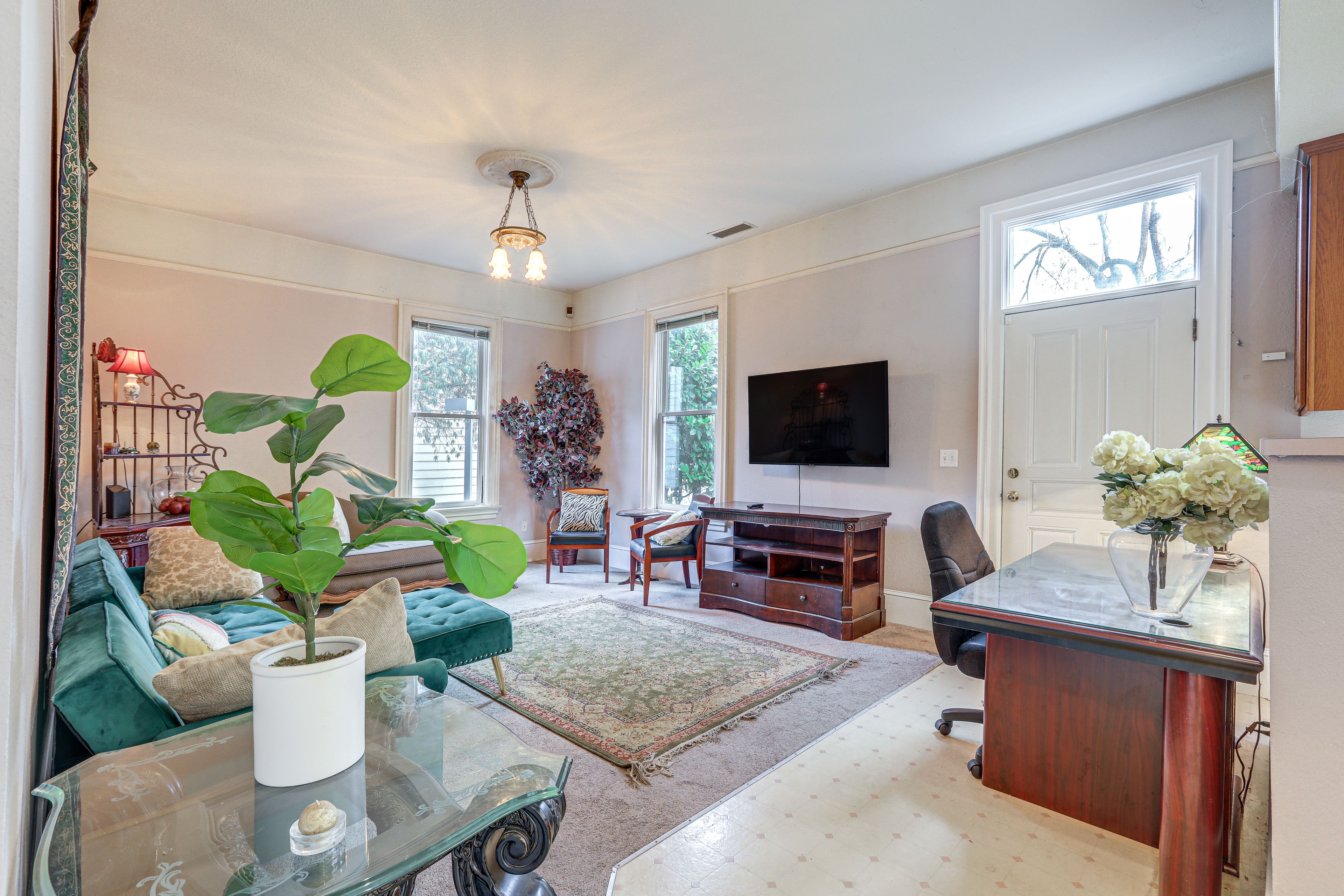 Living Room | Full Sleeper Sofa | Central Air Conditioning | 1st Floor