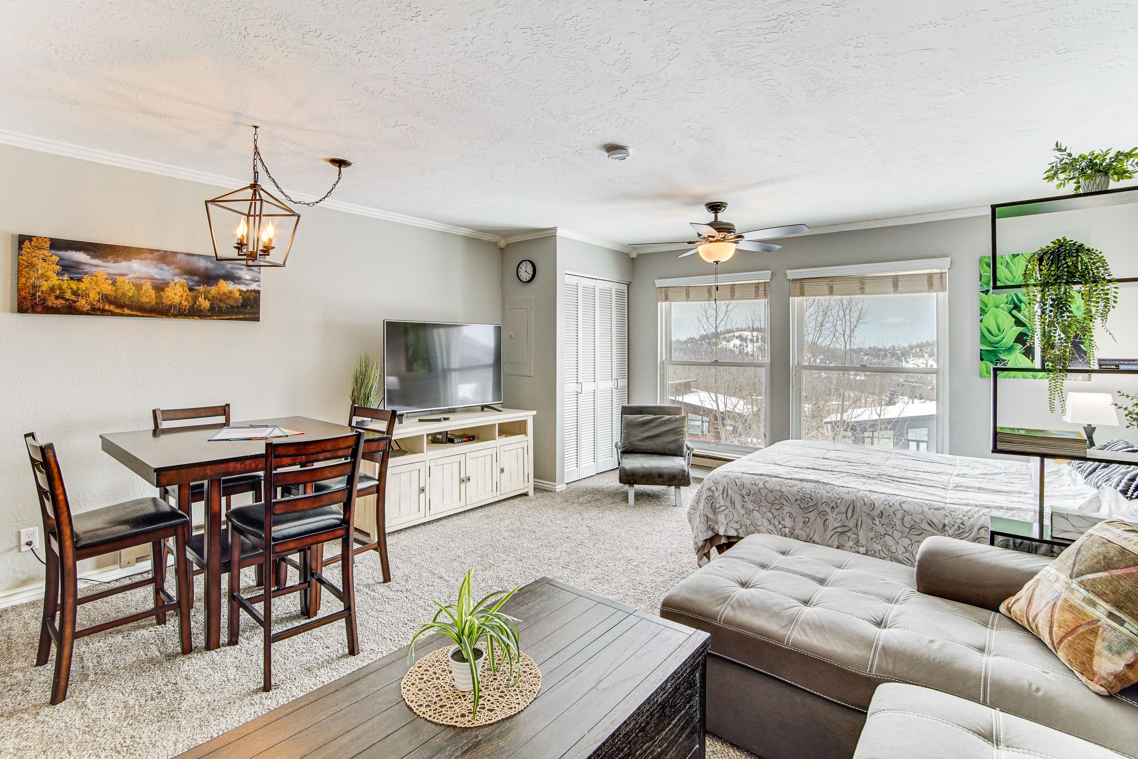 Studio | Queen Bed | Full Sleeper Sofa | Child-Sized Cot